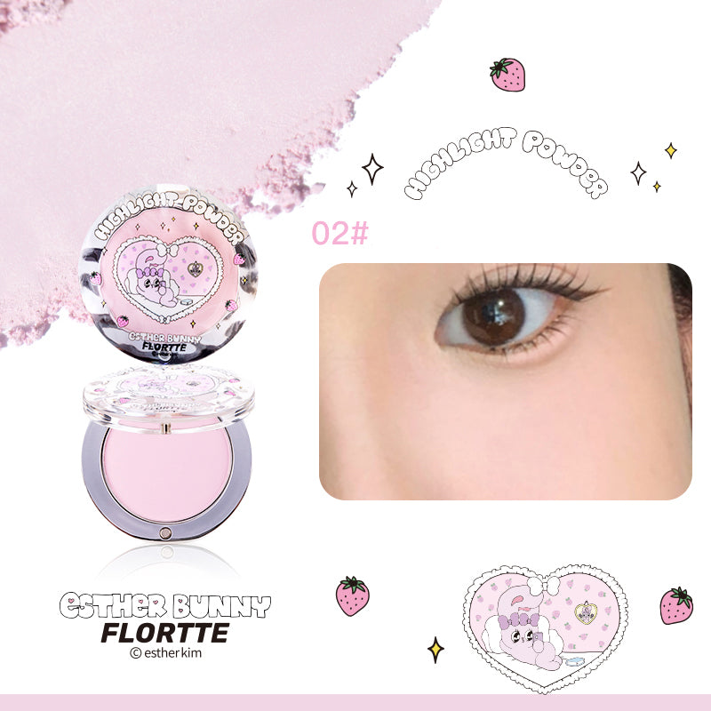 FLORTTE BUNNY Highlighter Powder - Shimmering Single Shade Face Highlighter for Cheekbones & Contouring | Perfect for Everyday Makeup & Special Occasions