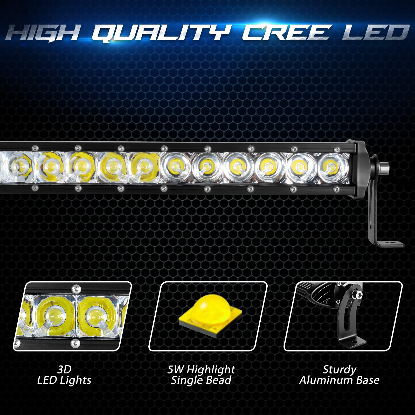 36 Inch 180W LED Light Bar - Single Row Spot Flood Combo Beam, 3D LED Driving Fog Lamp for Off Road, UTE, ATV, UTV, SUV, Boat & Trucks - IP68 Waterproof Work Lights - Perfect for Night Driving, Camping & Outdoor Adventures
