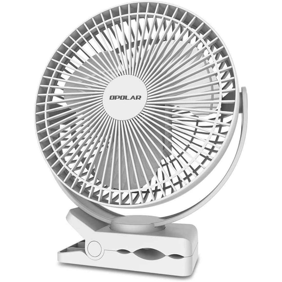 MLAH 8-Inch Portable Clip Fan with 10000mAh Battery - USB Rechargeable Personal Fan for Home, Office, Car, Outdoor, Travel & Treadmill - White | Perfect for Camping, Gym Workouts & Desk Cooling