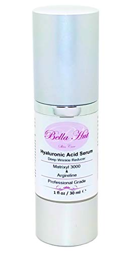 Bellahut Pure Hyaluronic Acid Face Serum with MATRIXL 3000 & Acetyl Hexapeptide-3 - Anti-Aging Collagen Booster for Deep Wrinkle Reduction & Intense Hydration (1oz, 4oz, 16oz, 32oz, 128oz) - Made in USA - Perfect for Nighttime Skincare Routine & Daily Moisturizing