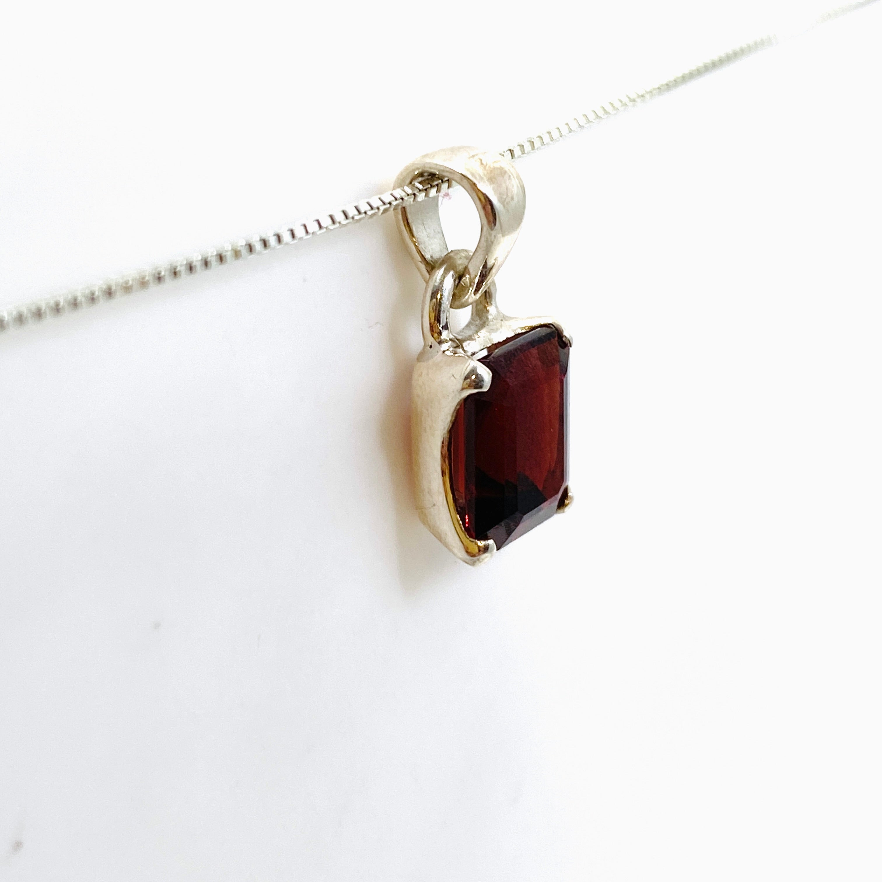 Garnet Rectangular Faceted Pendant PPGJ864 - Elegant Jewelry for Women, Perfect for Parties, Weddings & Special Occasions