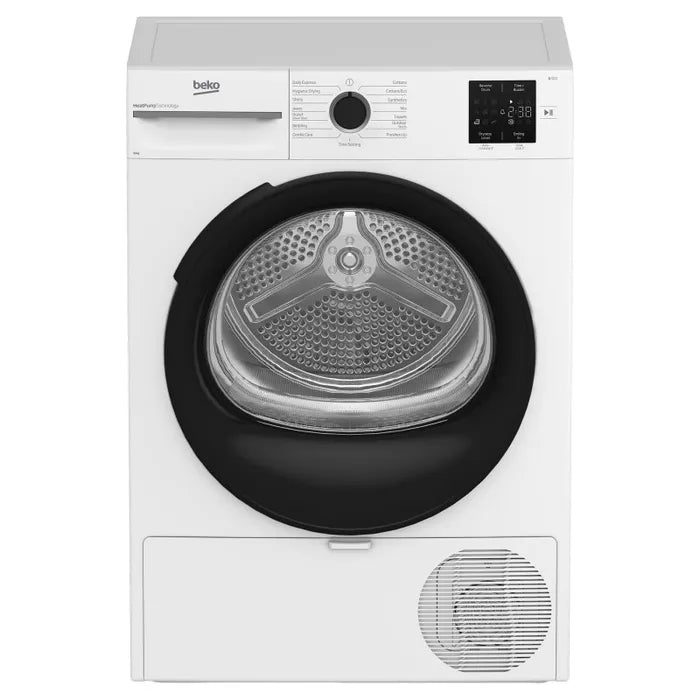 Beko 8kg Sensor Controlled Heat Pump Tumble Dryer - Energy Efficient, Quiet Operation, White (Model BDPB8010W) - Perfect for Apartments, Laundry Rooms & Eco-Friendly Homes