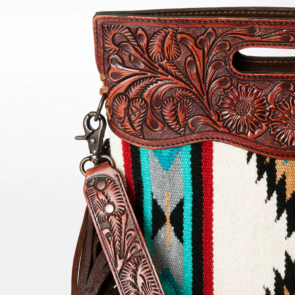 American Darling White, Turquoise & Red Aztec Crossbody Purse - Boho Chic Handbag for Women, Perfect for Festivals, Travel & Everyday Use