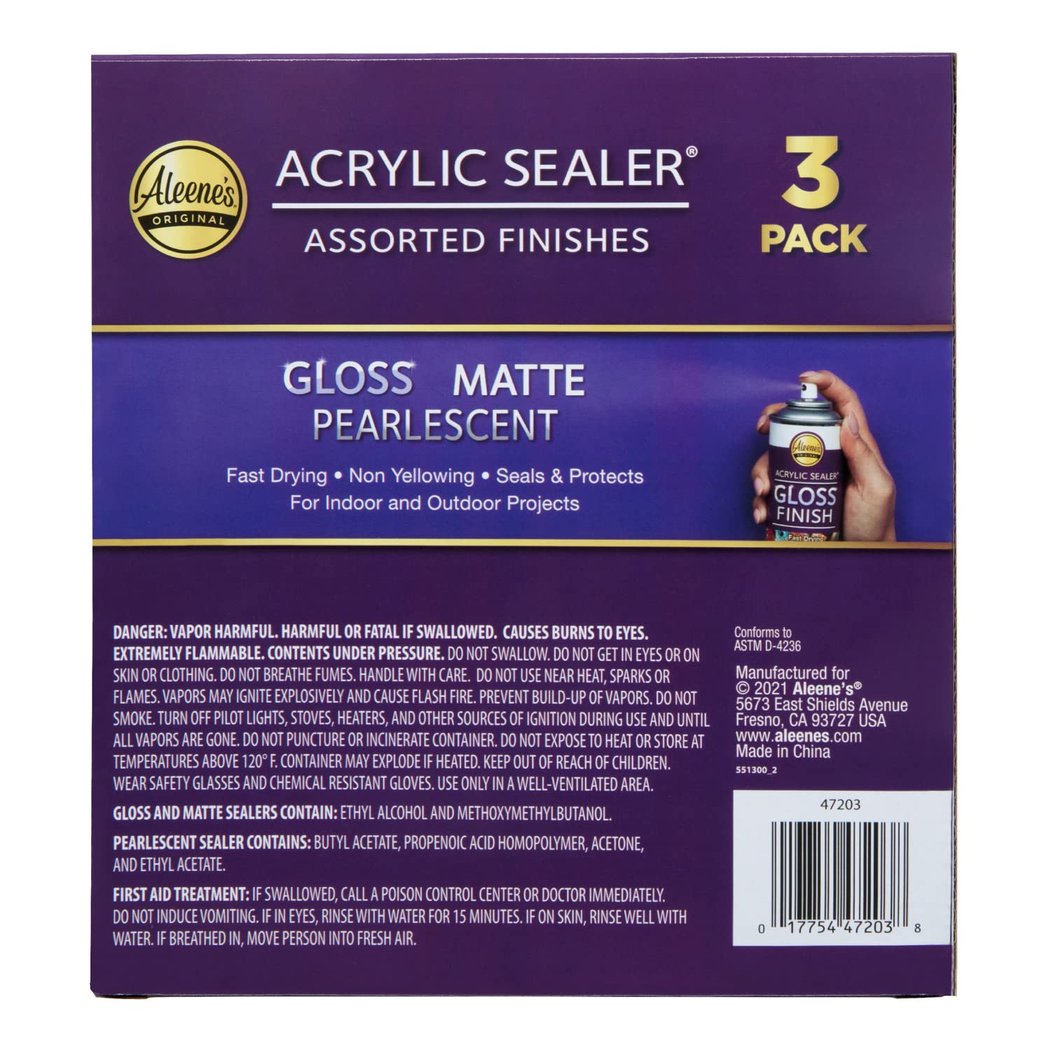 Aleene's Acrylic Spray Sealer Variety Pack - 4 oz (3 Pack) - Gloss, Matte & Pearlescent Finishes for DIY Crafts, Wood, Fabric & Home Decor Projects