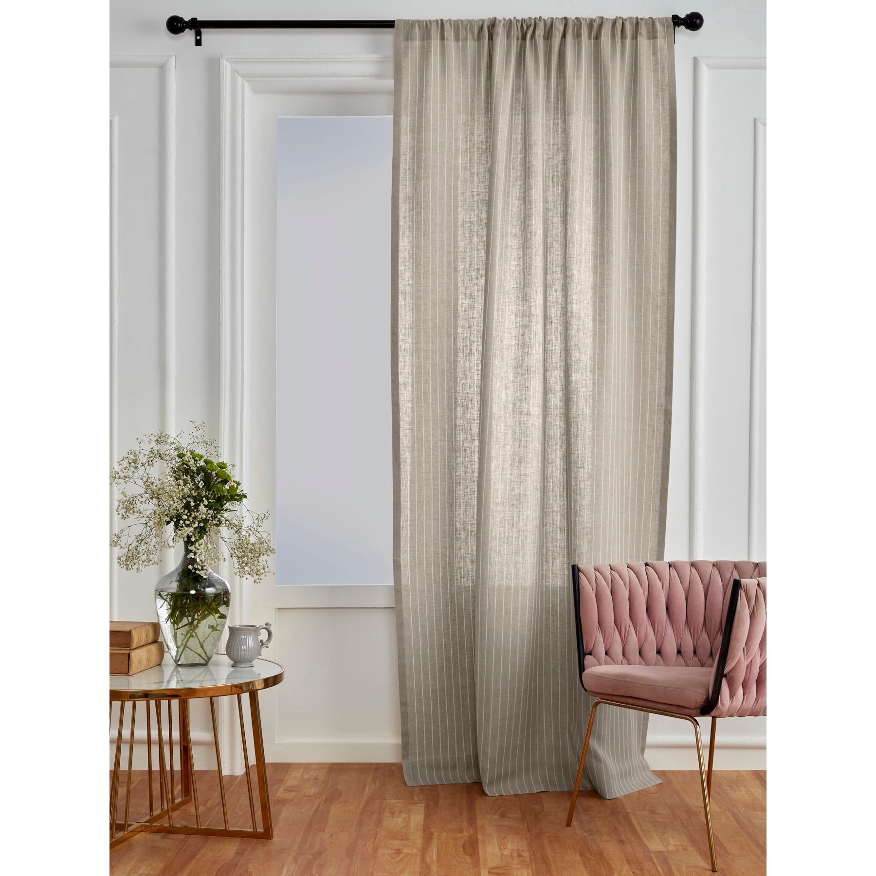 Stylish Pinstripe Curtains for Living Room & Bedroom - Blackout Window Treatments for Home Decor