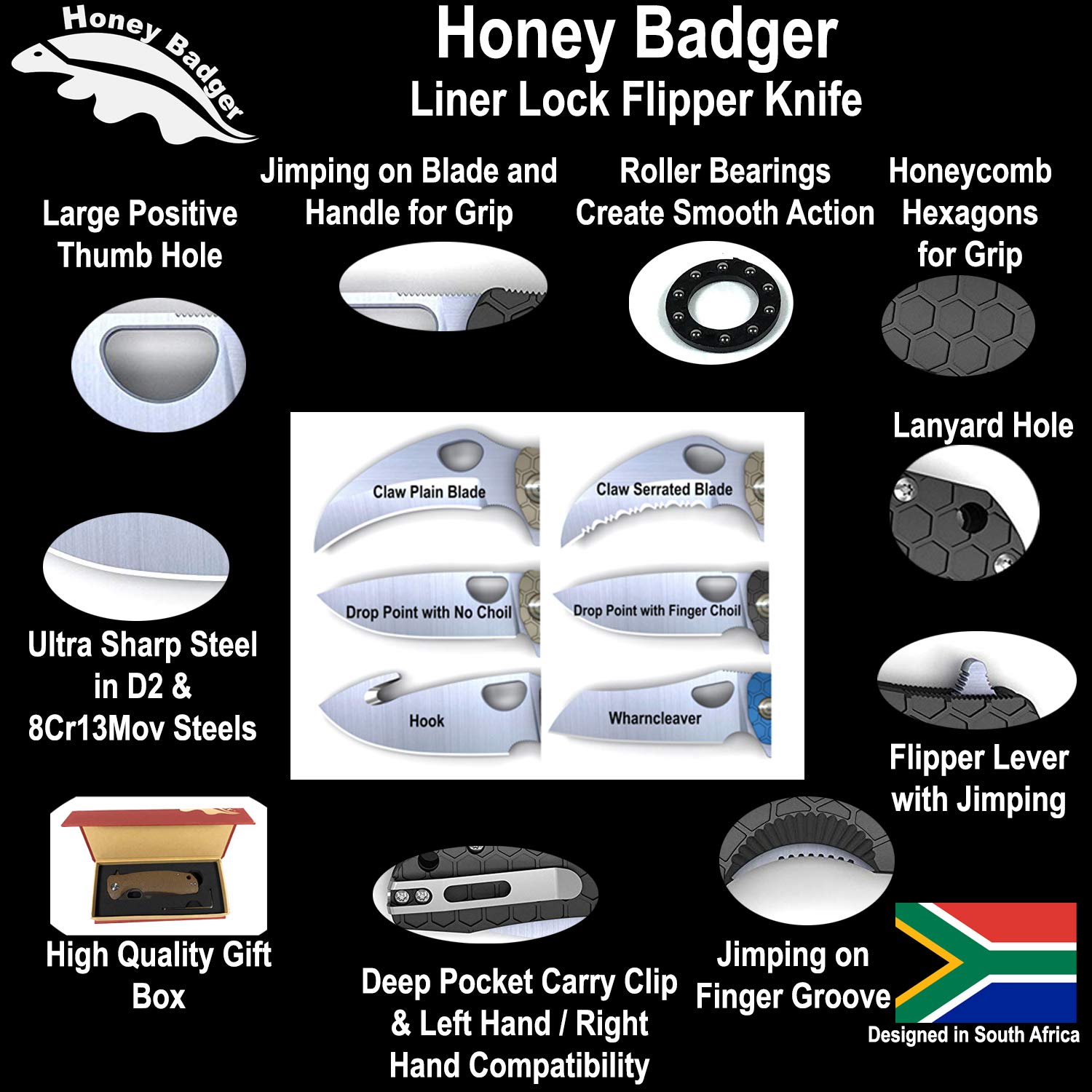 Western Active Honey Badger Flipper Pocket Knife - 3.63