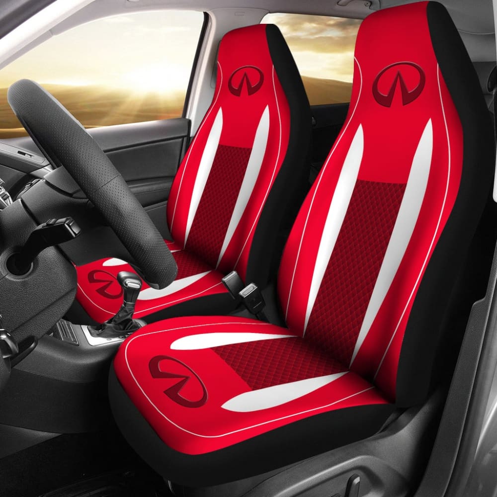 Custom Black & Red Infiniti Car Seat Covers - Premium Fit for 3 Series Models (2010-2021) | Waterproof & Anti-Slip Protection | Perfect for Daily Commute, Road Trips & Car Interior Upgrade