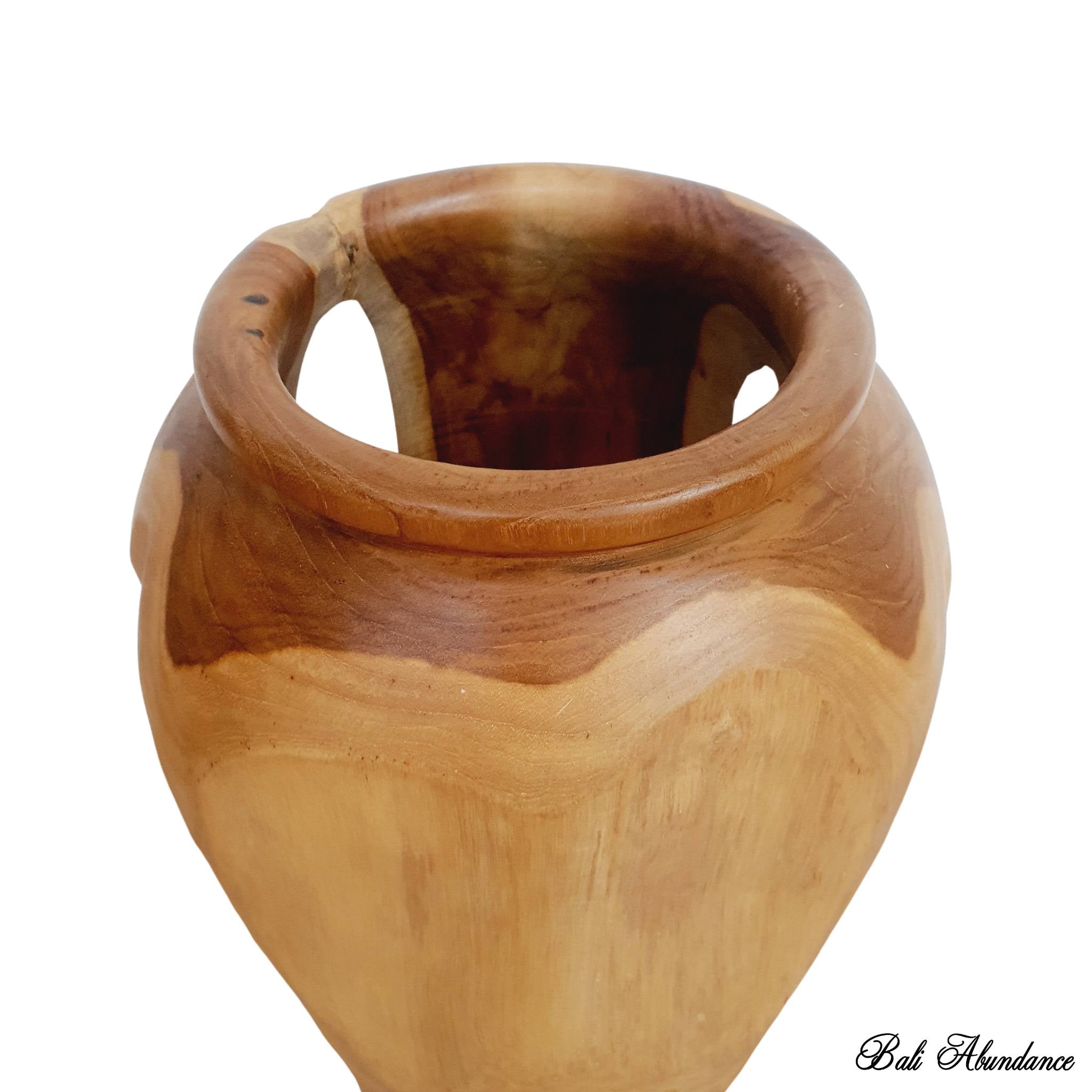 Premium Teak Wood Plant Pot - Handcrafted Indoor/Outdoor Flower Planter for Home, Garden, and Patio Decor