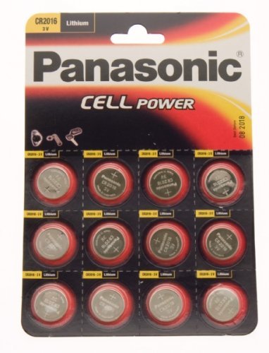 Panasonic CR2016 Lithium Coin Battery - 10 Pack Bulk - Power Watches, Calculators, Key Fobs & Small Electronics