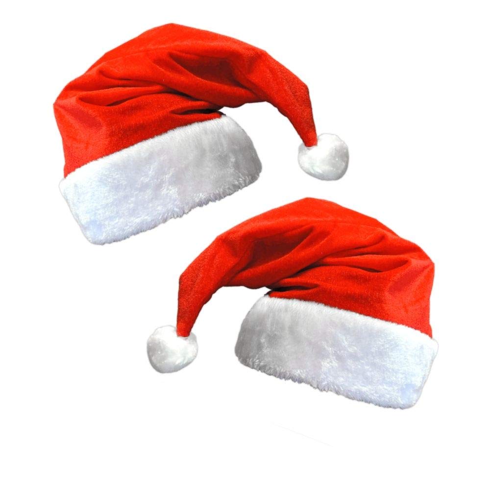 BANBERRY DESIGNS Santa Christmas Hats - Set of 2 Red and White Santa Hats for Xmas Parties - Festive Holiday Accessories for Men and Women - Perfect for Christmas Celebrations, Family Gatherings and Office Parties