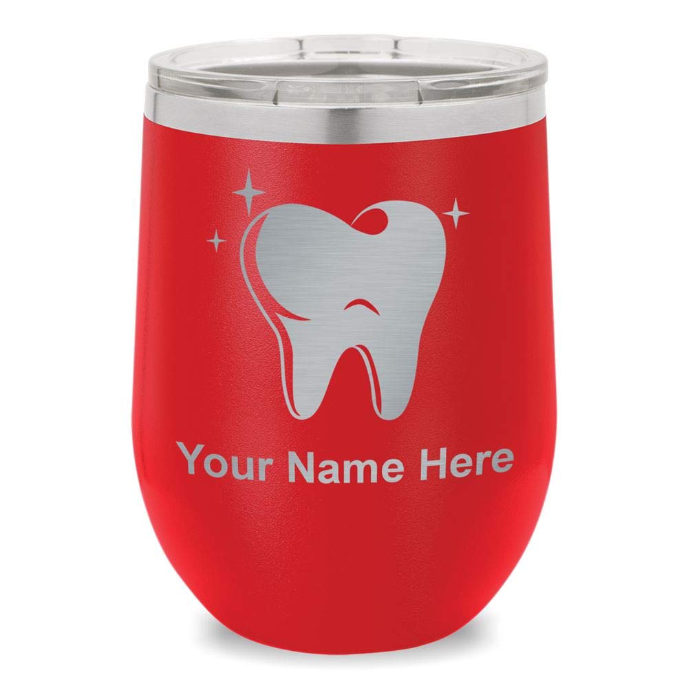 LaserGram Double Wall Stainless Steel Wine Tumbler with Personalized Engraving - Insulated, Dishwasher Safe, 16oz (Red) - Perfect for Outdoor Parties, Weddings & Gifts