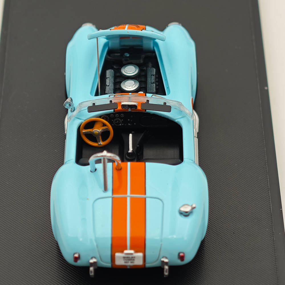 1/64 Ford Shelby Cobra 427 Gulf Power Cap Alloy Diecast Model Car - Collectible Miniature Replica for Display, Gifts & Racing Enthusiasts