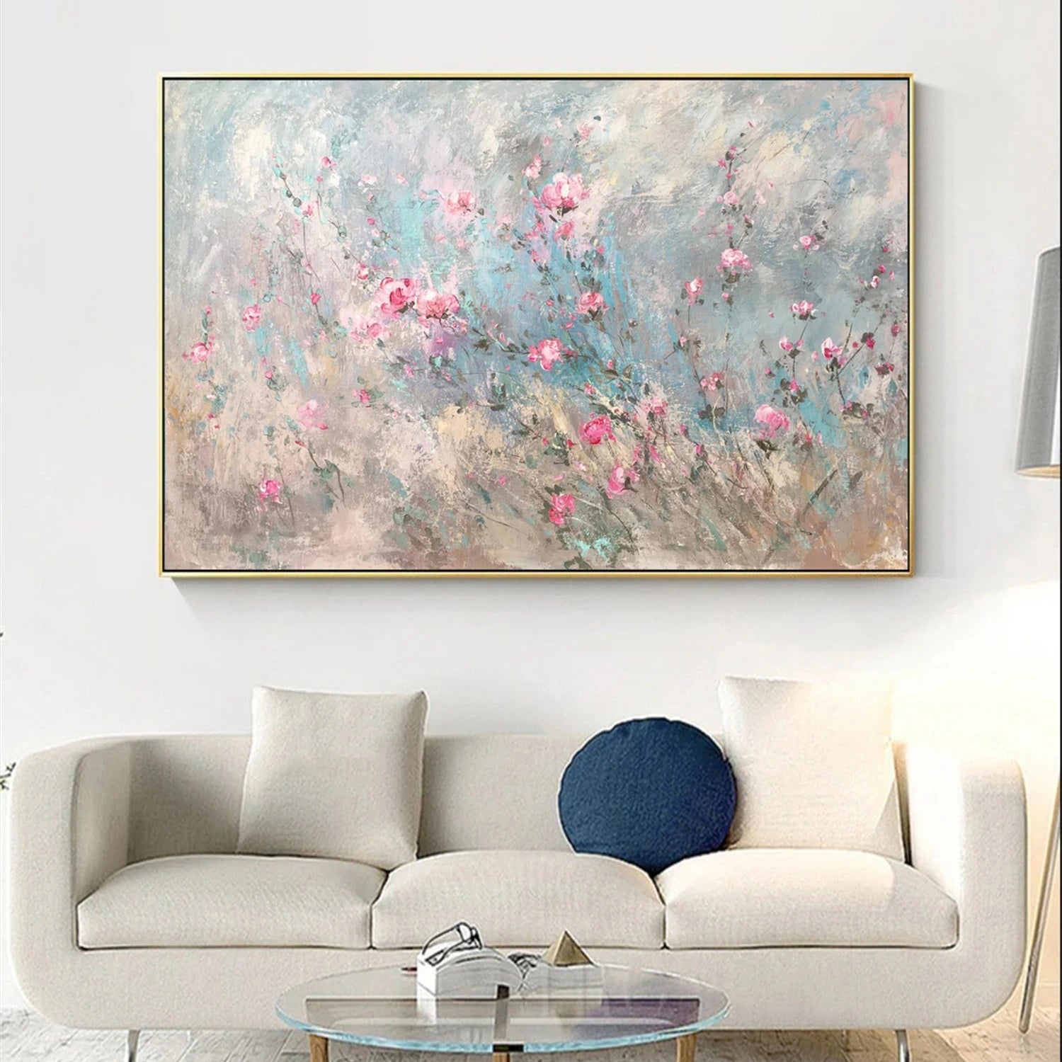 Beautiful Flower and Tree Painting #FT110 - Handmade Canvas Art for Home Decor, Office, Living Room & Bedroom Wall