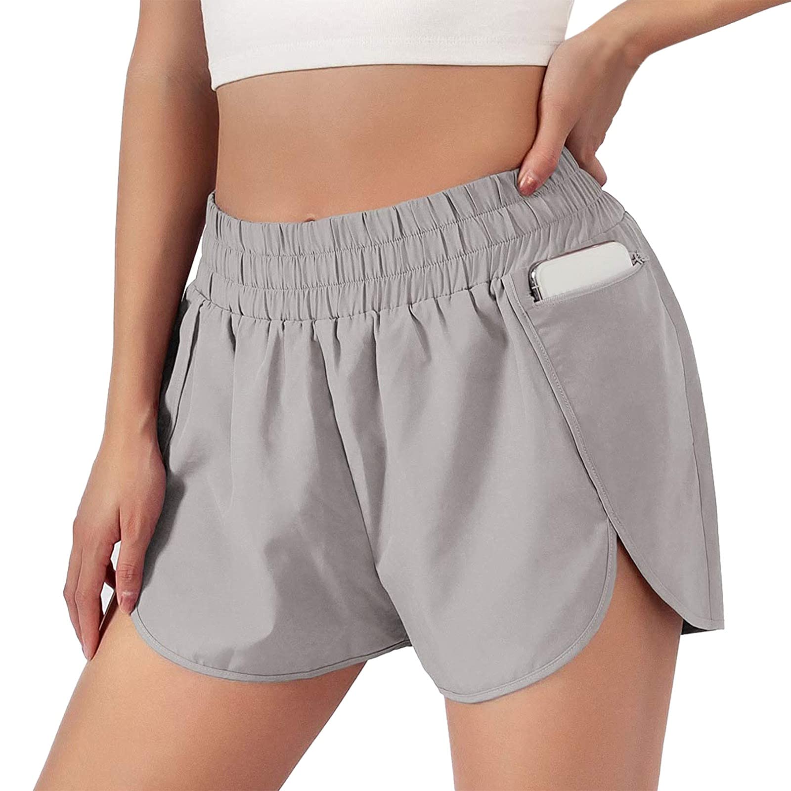 Women's Elastic Waist Shorts with Pockets - Casual Wide Leg Sport Shorts for Summer Outfits