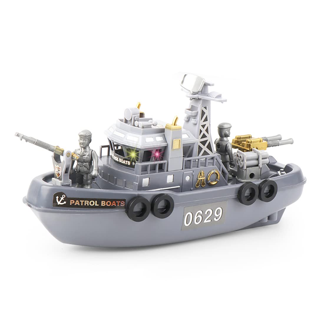 Electric Patrol Boat Toy - Coast Guard & Military Warship Model for Kids, Remote Control Water Pool Boat with LED Lights | Perfect for Outdoor Play, Pool Battles & Collectors