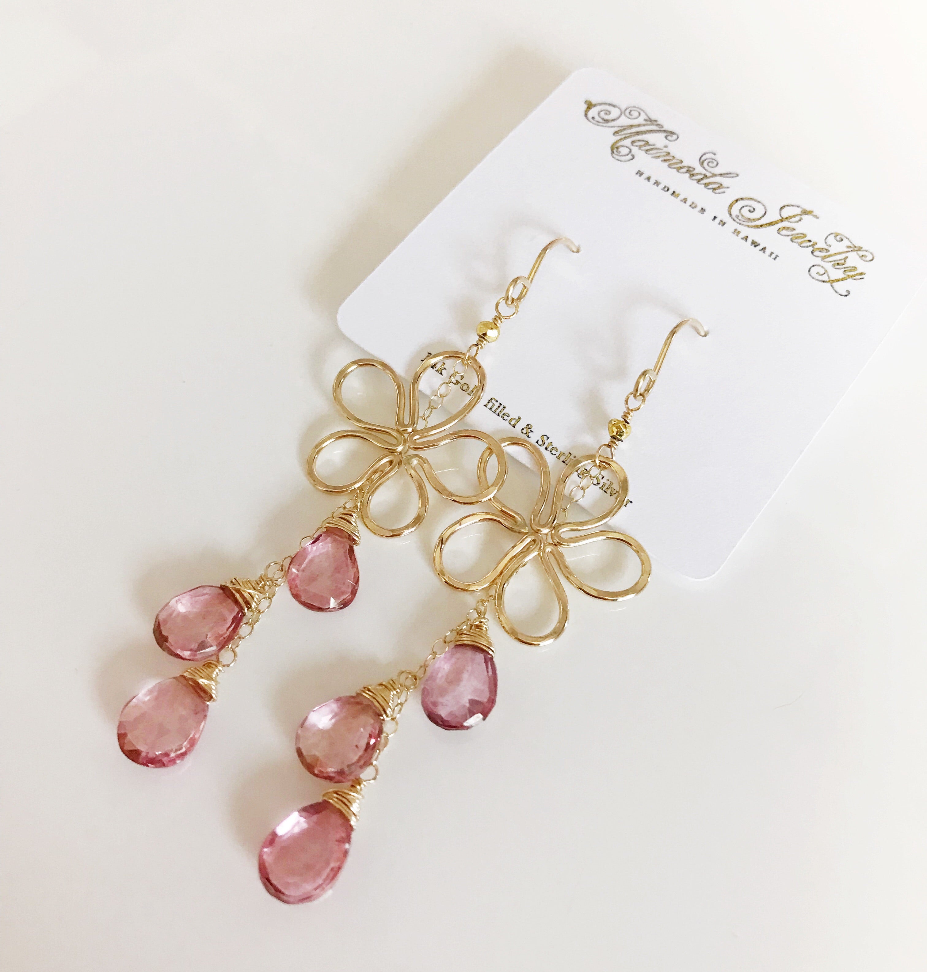 Pink Quartz Earrings (E311) - Elegant Suri Style for Women, Perfect for Parties, Weddings & Everyday Wear