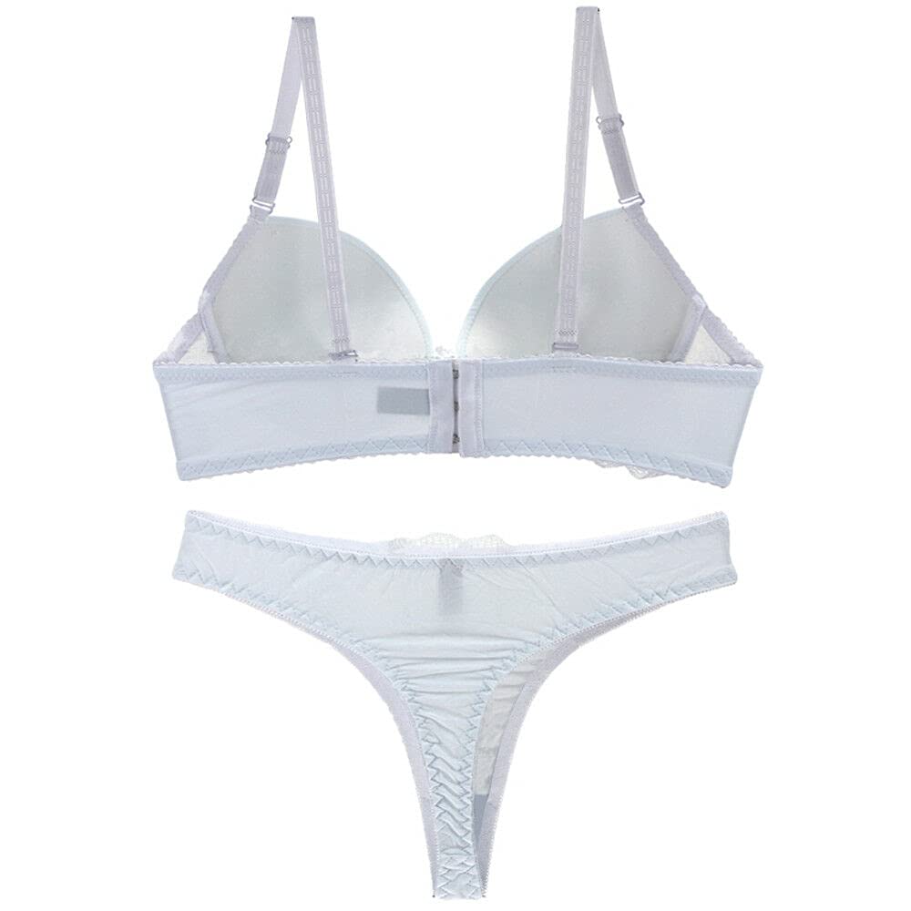 Sexy Lace Lined Plunge Bra & Panty Set for Women - Push Up Underwire Lingerie for Date Night & Special Occasions