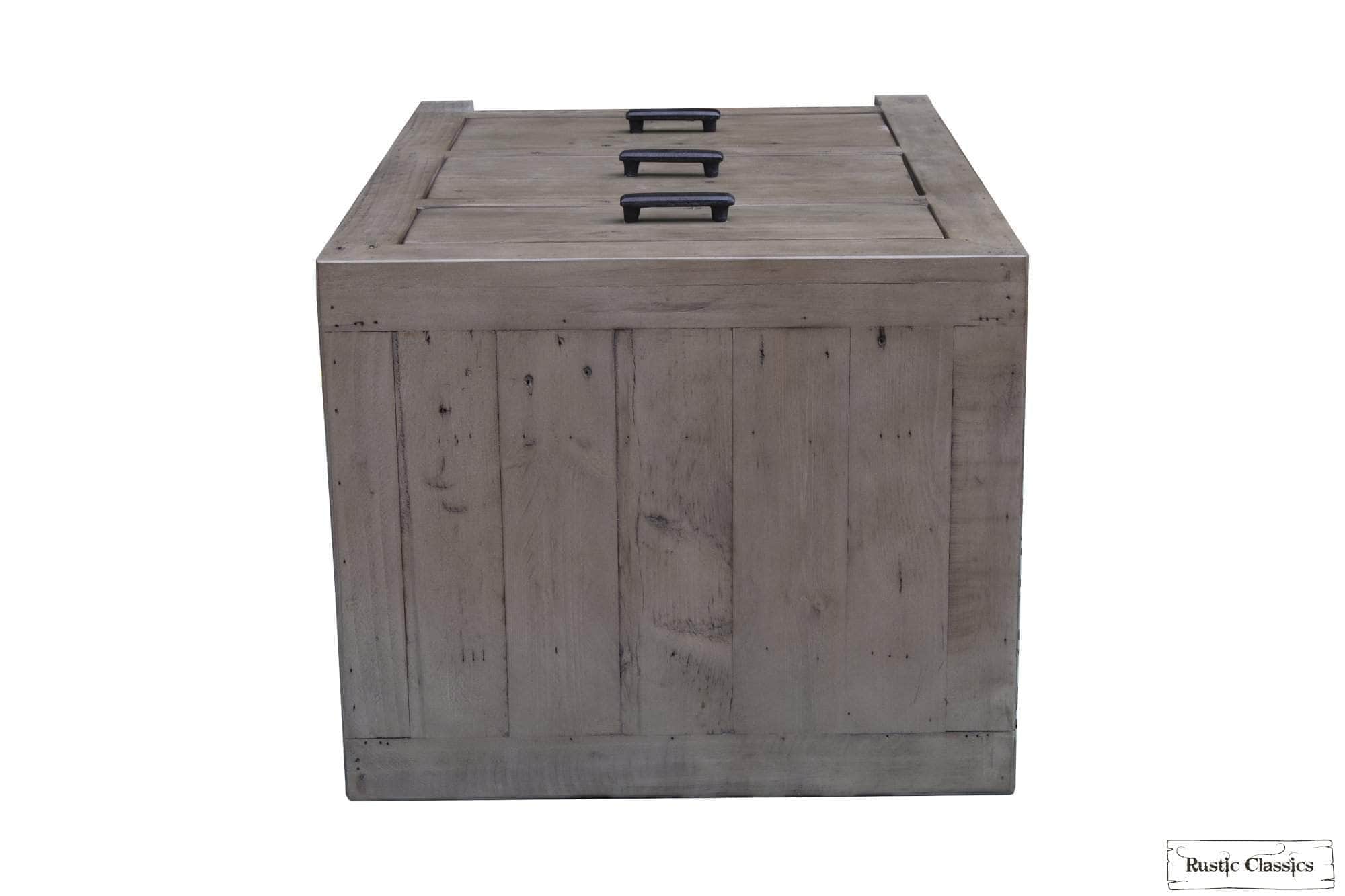 Whistler Grey Reclaimed Wood 3-Drawer Nightstand - Rustic Bedside Table for Bedroom, Living Room & Guest Room