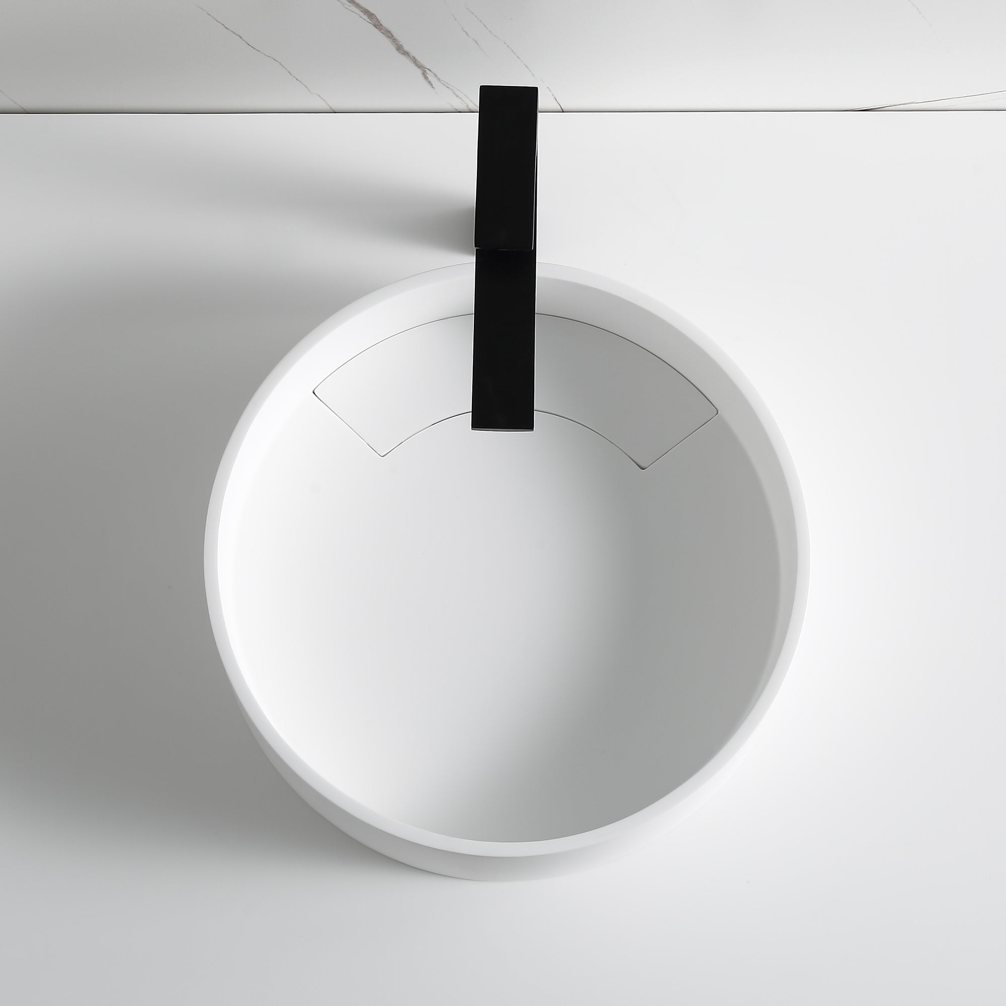Ancona Round Pure Acrylic Stone Vessel Bathroom Sink in Matte White - Modern Vanity Sink for Bathroom Remodeling & Powder Room Upgrade