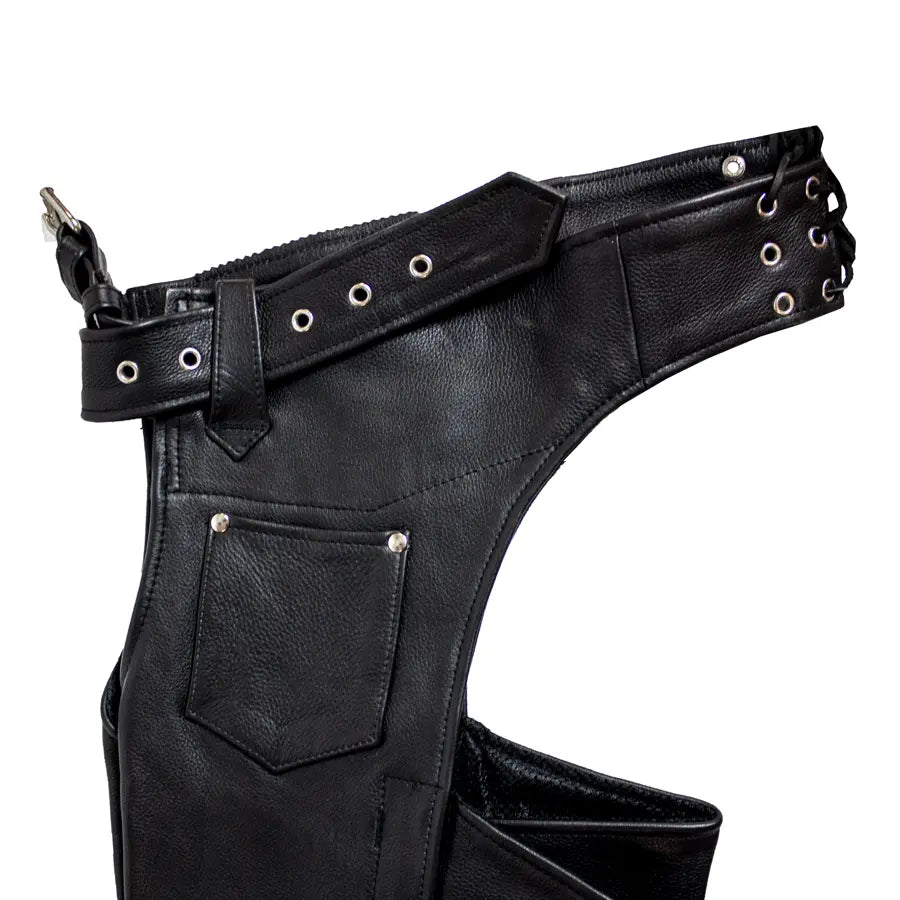 Premium Open Road Heavy Duty Leather Chaps for Motorcycle Riders - Durable Protection for Long Rides & Outdoor Adventures