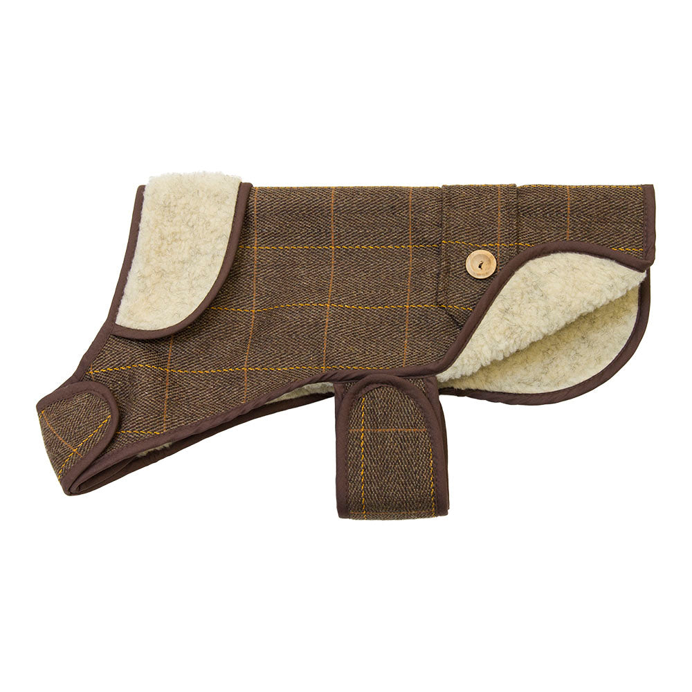 EARTHBOUND English Tweed Sherpa Dog Coat - Warm Winter Jacket for Small Medium Large Dogs - Perfect for Cold Weather Walks & Outdoor Adventures