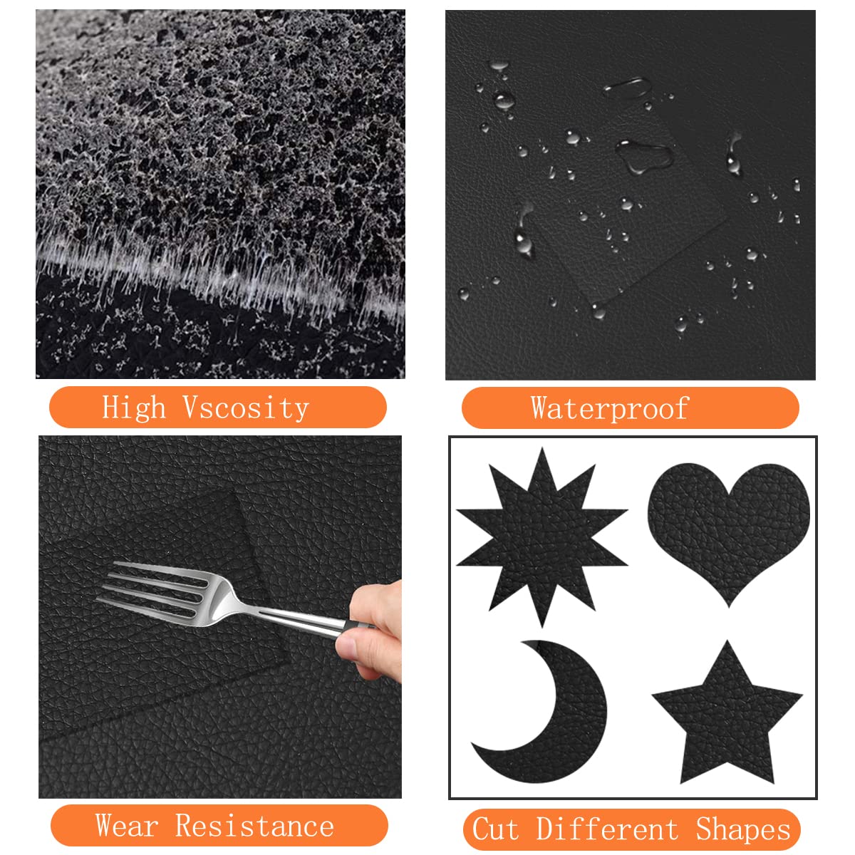 CHENGZHG Black Leather Repair Patch Kit - 17.3
