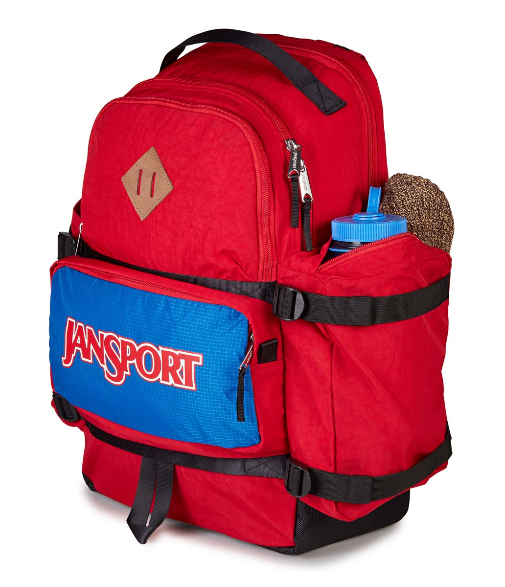 JanSport Seattle Pack Backpack - Durable Laptop Backpack for School, Travel & Work - Red Tape Design - Perfect for College Students & Professionals
