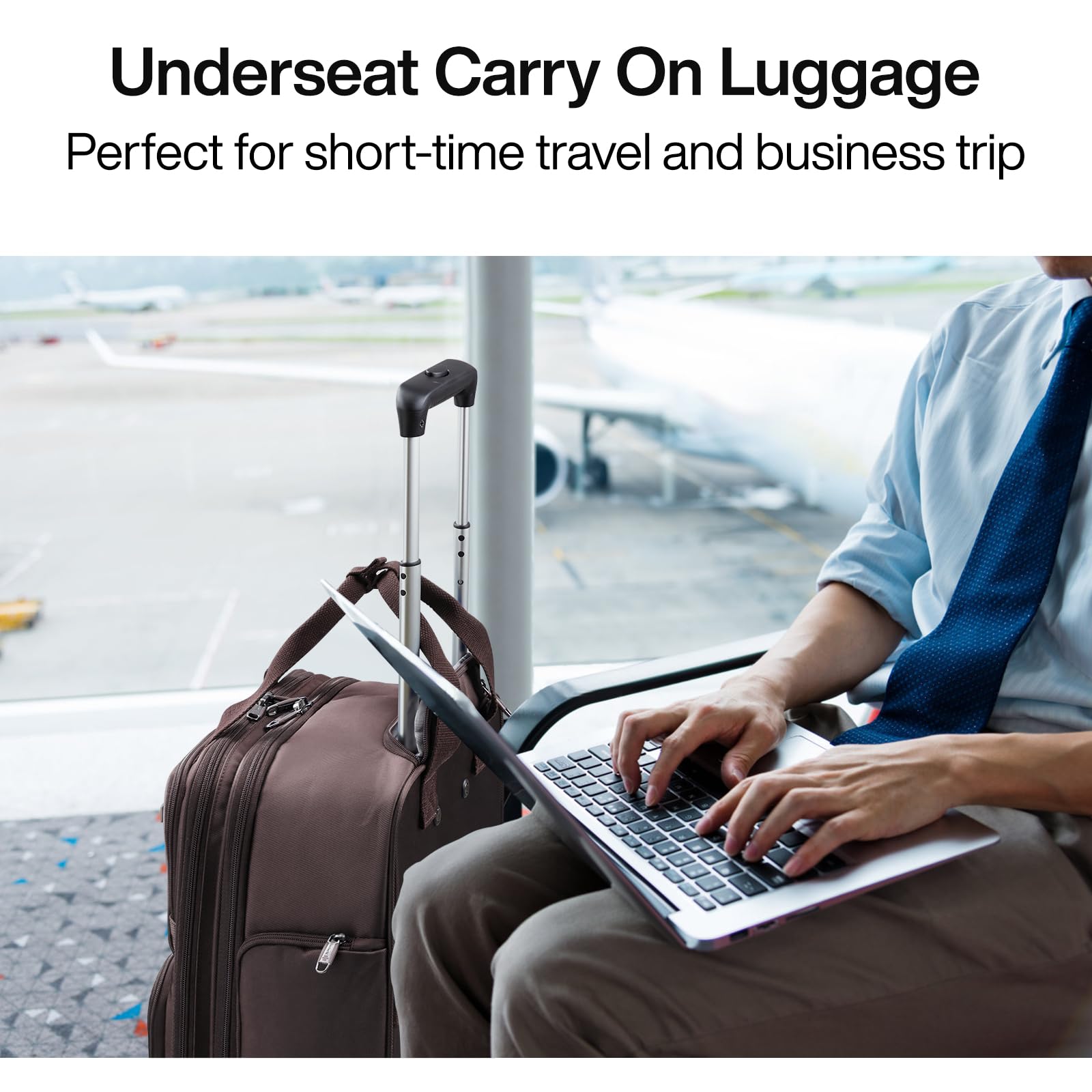16-Inch Hanke Softside Underseat Carry-On Luggage with Wheels - Compact Rolling Travel Suitcase in Coffee Brown | Perfect for Airplane Cabin, Business Trips & Weekend Getaways