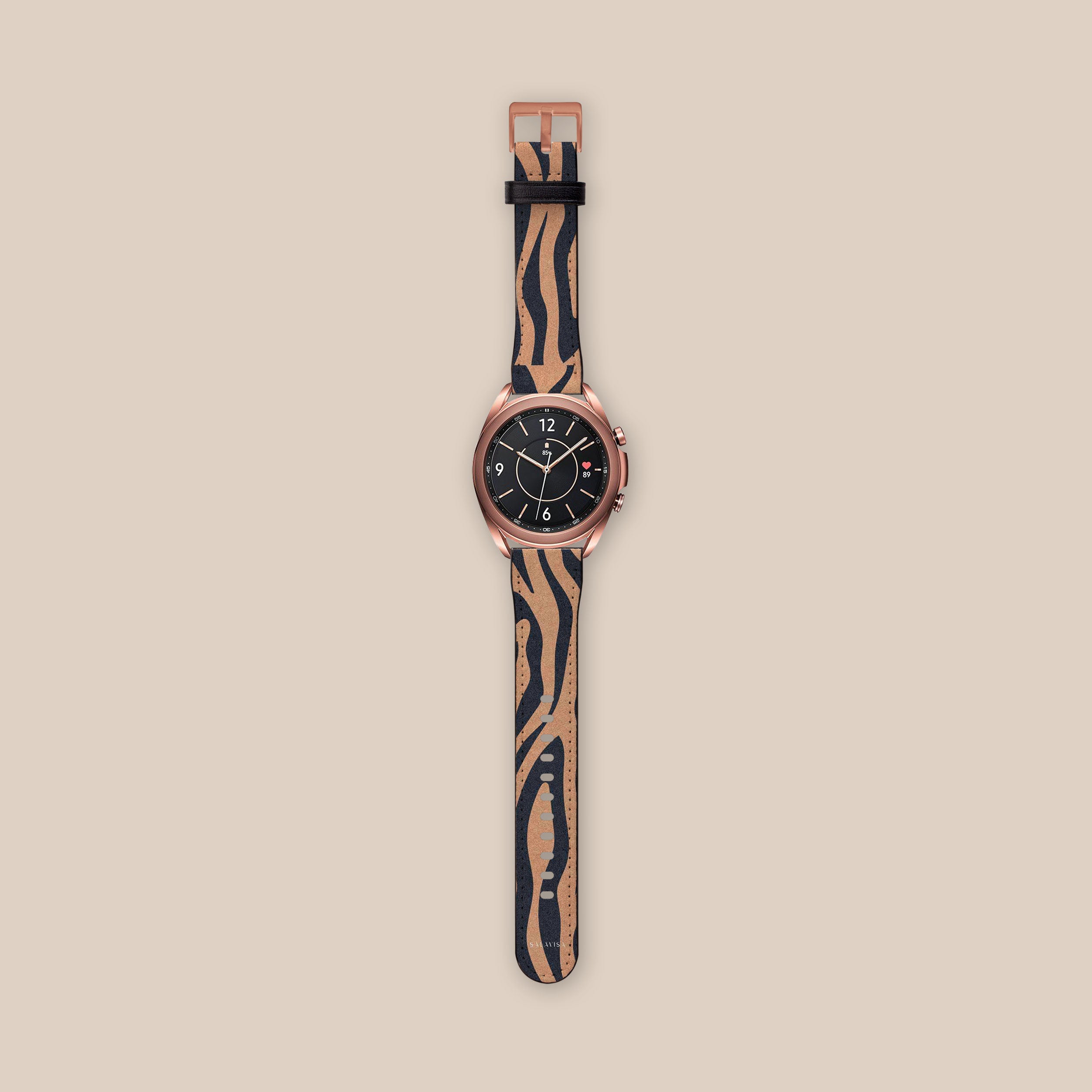 Premium Blue Copper Zebra Pattern Galaxy Watch Band - Durable Stainless Steel Strap for Samsung Galaxy Watch 4/5/6, Classic & Active - Stylish & Comfortable for Workout, Running & Daily Wear
