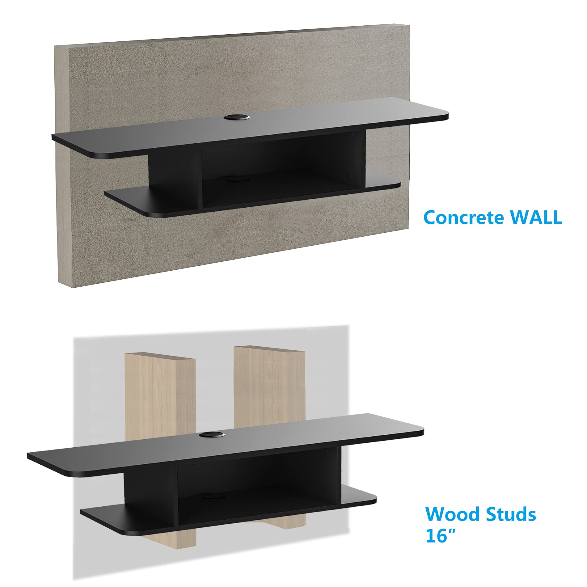 FITUEYES Floating TV Stand for 55 Inch TVs - Wall Mounted Media Console & Wood Storage Cabinet - Modern Entertainment Center for Living Room, Bedroom, Home Theater - Black