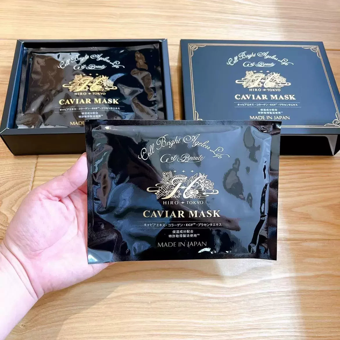 Premium Hirosophy Caviar Face & Neck Mask - 10 Sheet Pack for Hydration & Anti-Aging | Spa Day & Self-Care Essential