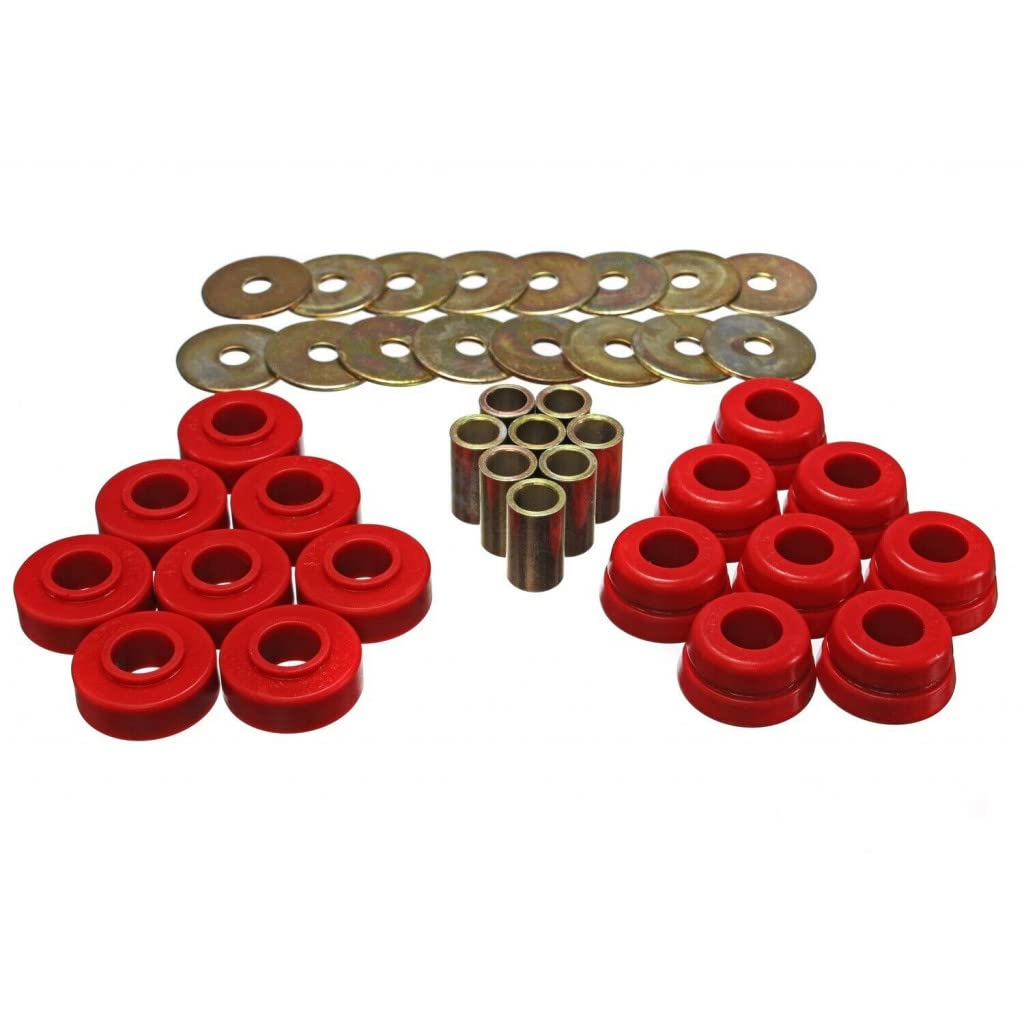 Energy Suspension Body Mount Set for 1973-1982 Chevy Corvette - Red Polyurethane Bushings (Part# 3.4126R) | Performance Upgrade for Smooth Ride & Vibration Reduction