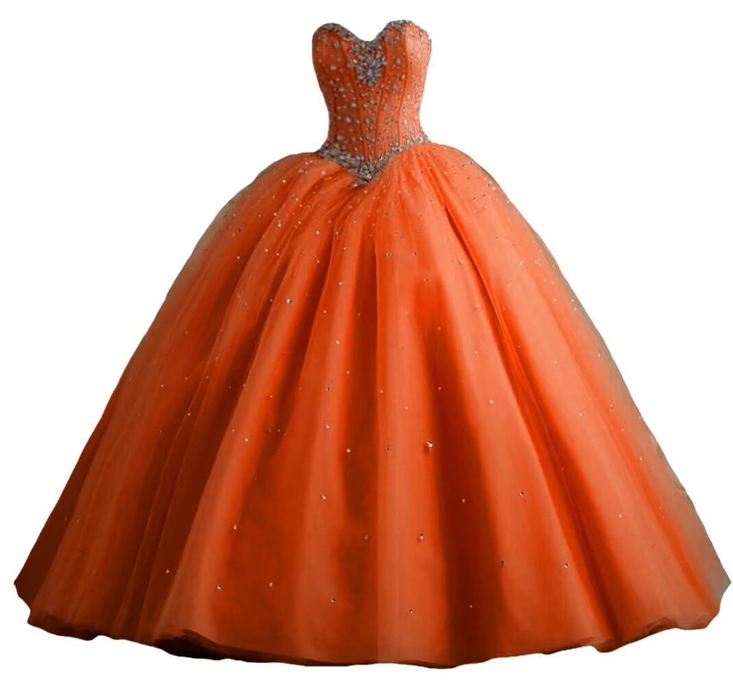 Elegant Silver Beaded Ball Gown for Women - Crystal Sequins Quinceañera & Prom Long Dress - Perfect for Sweet 16, Formal Parties & Special Occasions