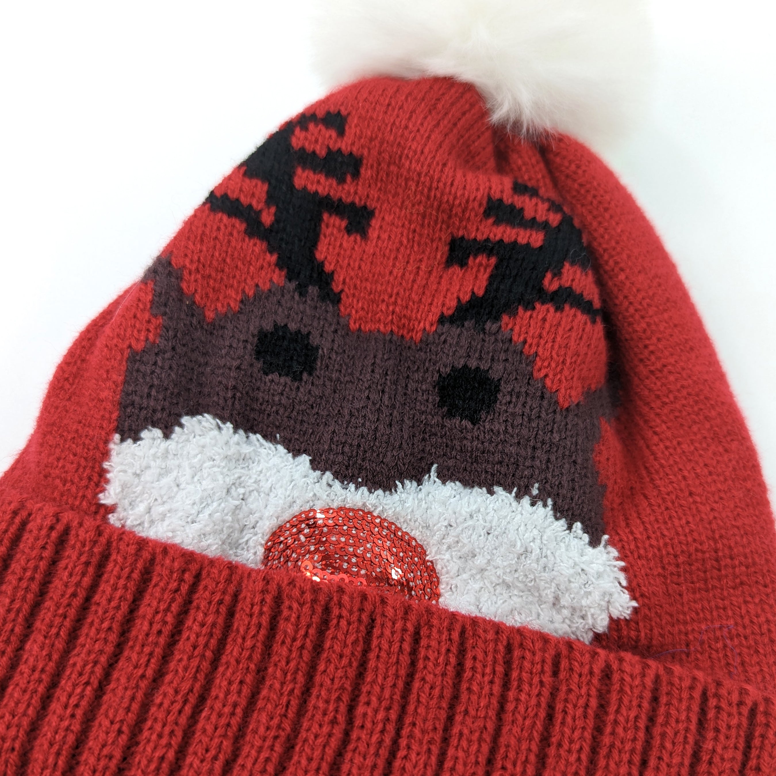 Sparkly Sequin Reindeer Kids Bobble Hat - Festive Winter Beanie for Boys & Girls - Perfect for Christmas, Holidays & Outdoor Play
