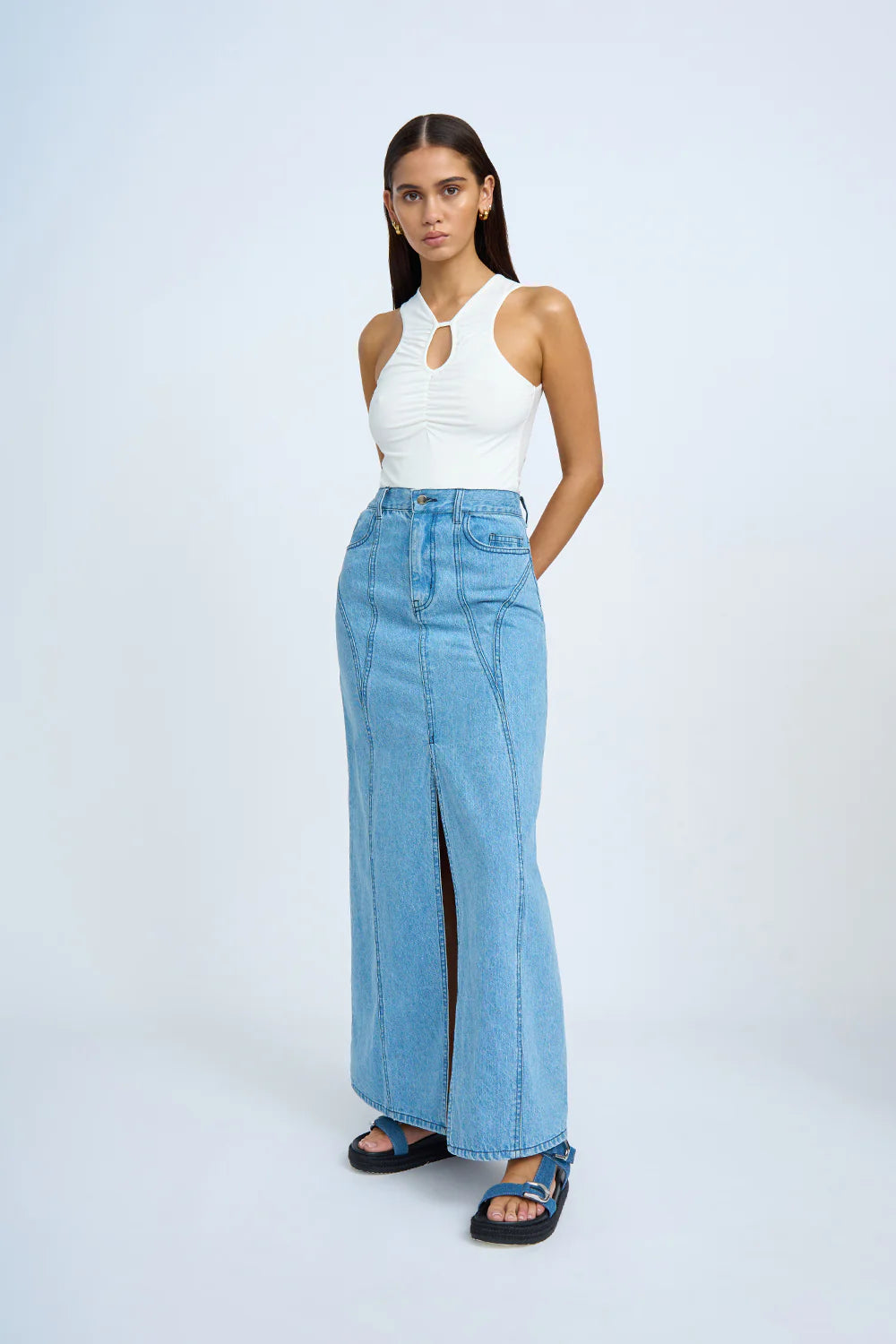 Blue Jean Beauty A-Line Skirt for Women | High Waist Denim Skirt | Casual & Chic Style | Perfect for Office, Date Night & Everyday Wear