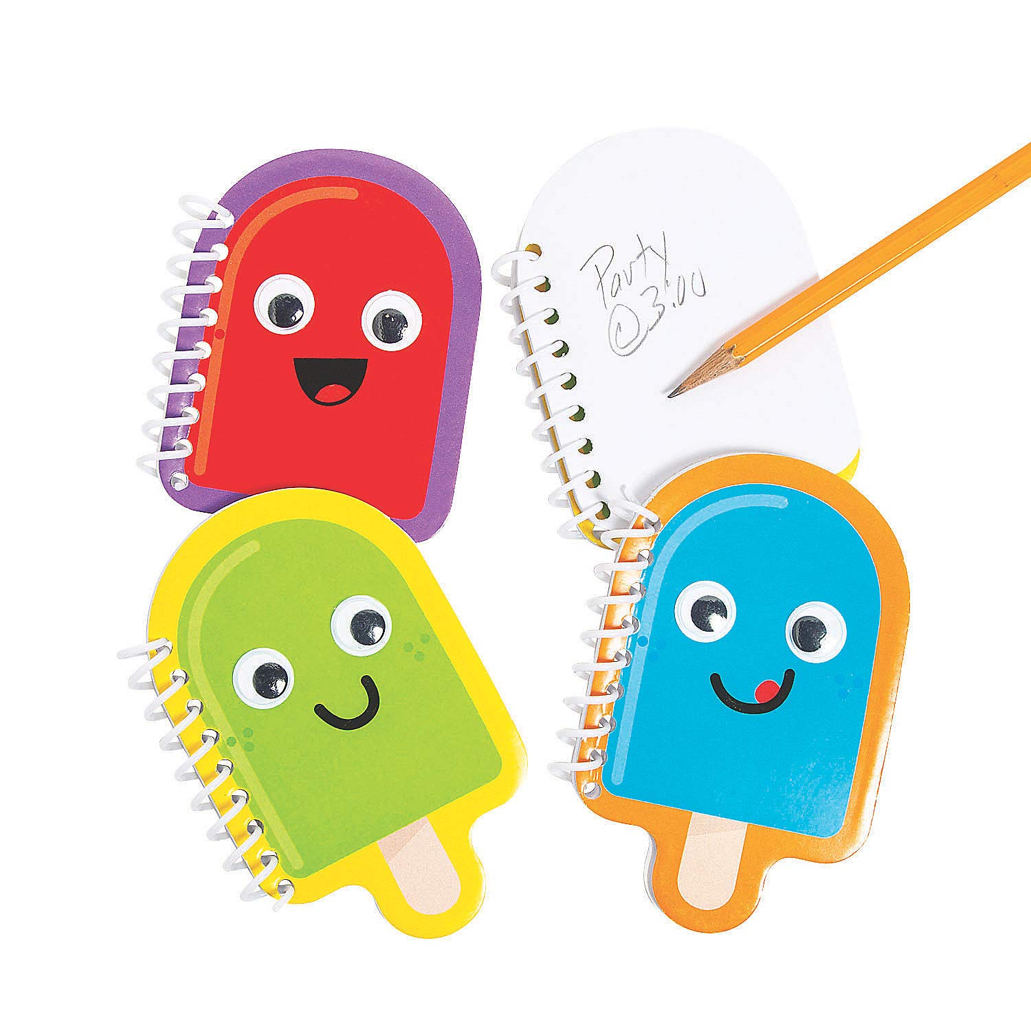 Fun Express Popsicle Party Notepads with Wiggle Eyes - 24-Pack Cute Stationery for Birthdays, School & Office Supplies - Perfect for Party Favors, Classroom Rewards & Summer Camp Activities
