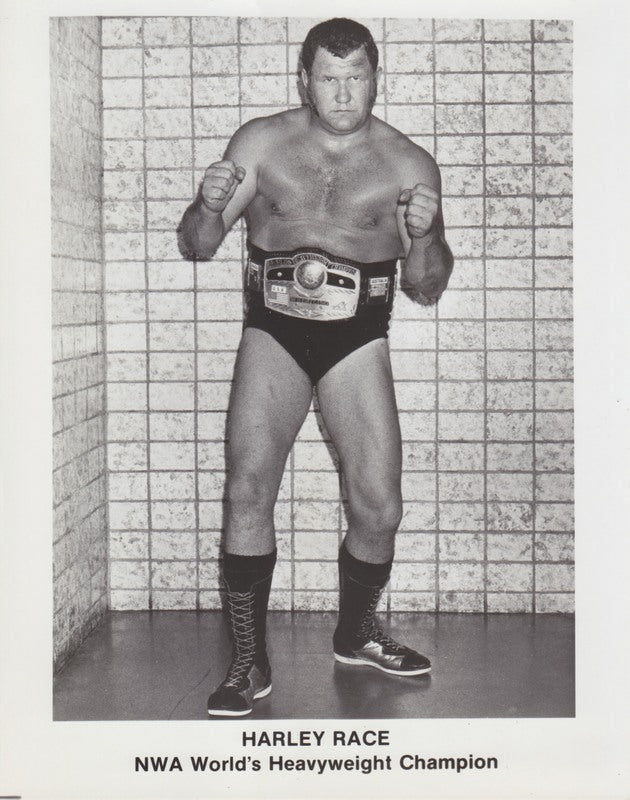 Vintage 1970s NWA Champion Harley Race Wrestling Promo Photo - Collectible Memorabilia for Wrestling Fans & Sports Enthusiasts - Perfect for Man Cave, Sports Bar Decor or Gift for Wrestling Collectors