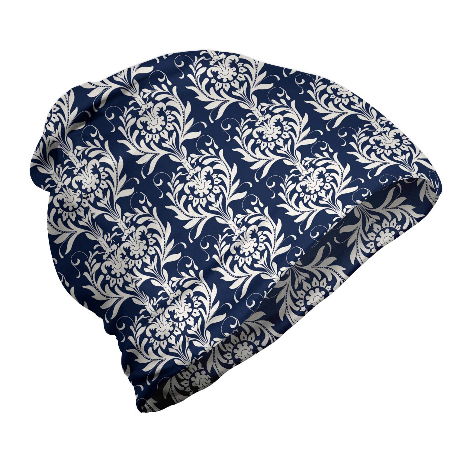 Ambesonne Unisex Beanie - Classic Botanical Print Winter Hat for Men & Women - Warm Knit Beanie for Hiking, Camping & Outdoor Activities