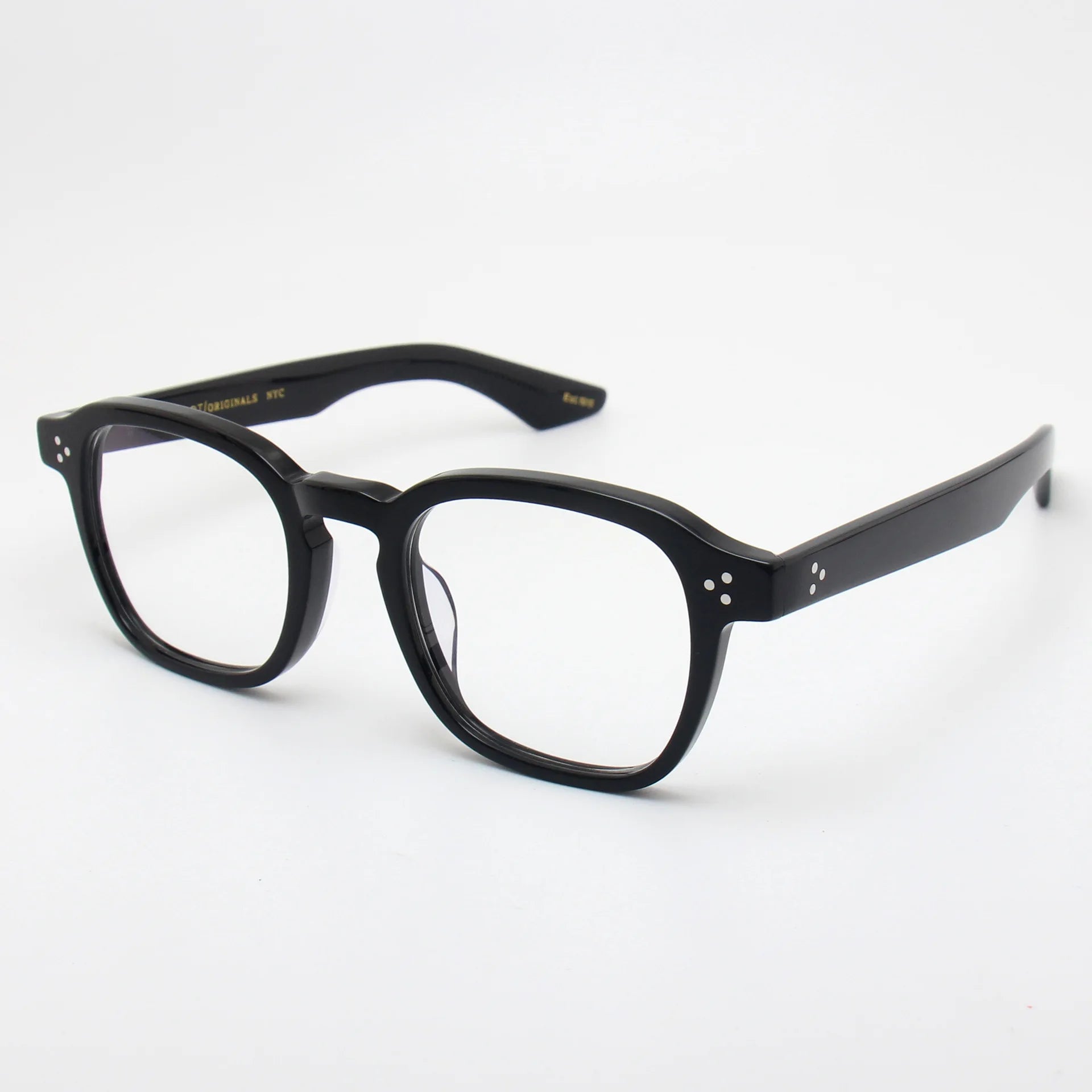 Black Unisex Square Acetate Eyeglasses with Full Rim & Thick Temples - Stylish & Durable for Work, Reading & Everyday Wear