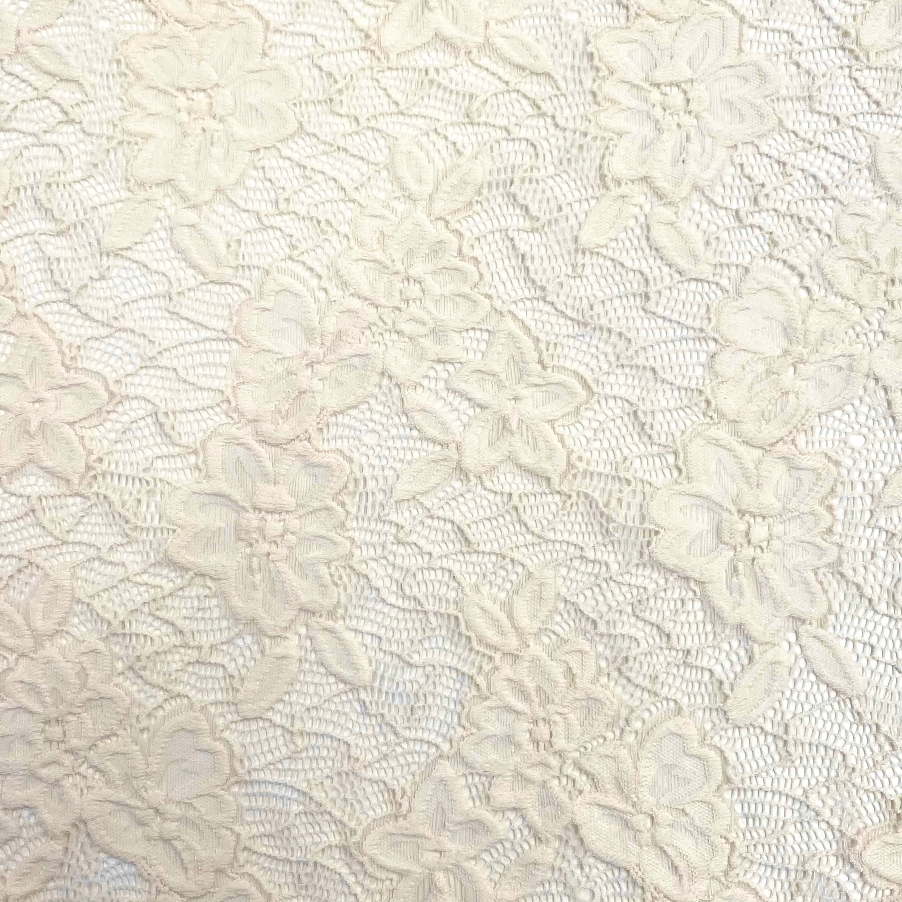 Premium Heavyweight Lace Fabric - Cream Color for Wedding Dresses, Bridal Gowns & Formal Attire - High-Quality Decorative Material for DIY Crafts & Home Decor