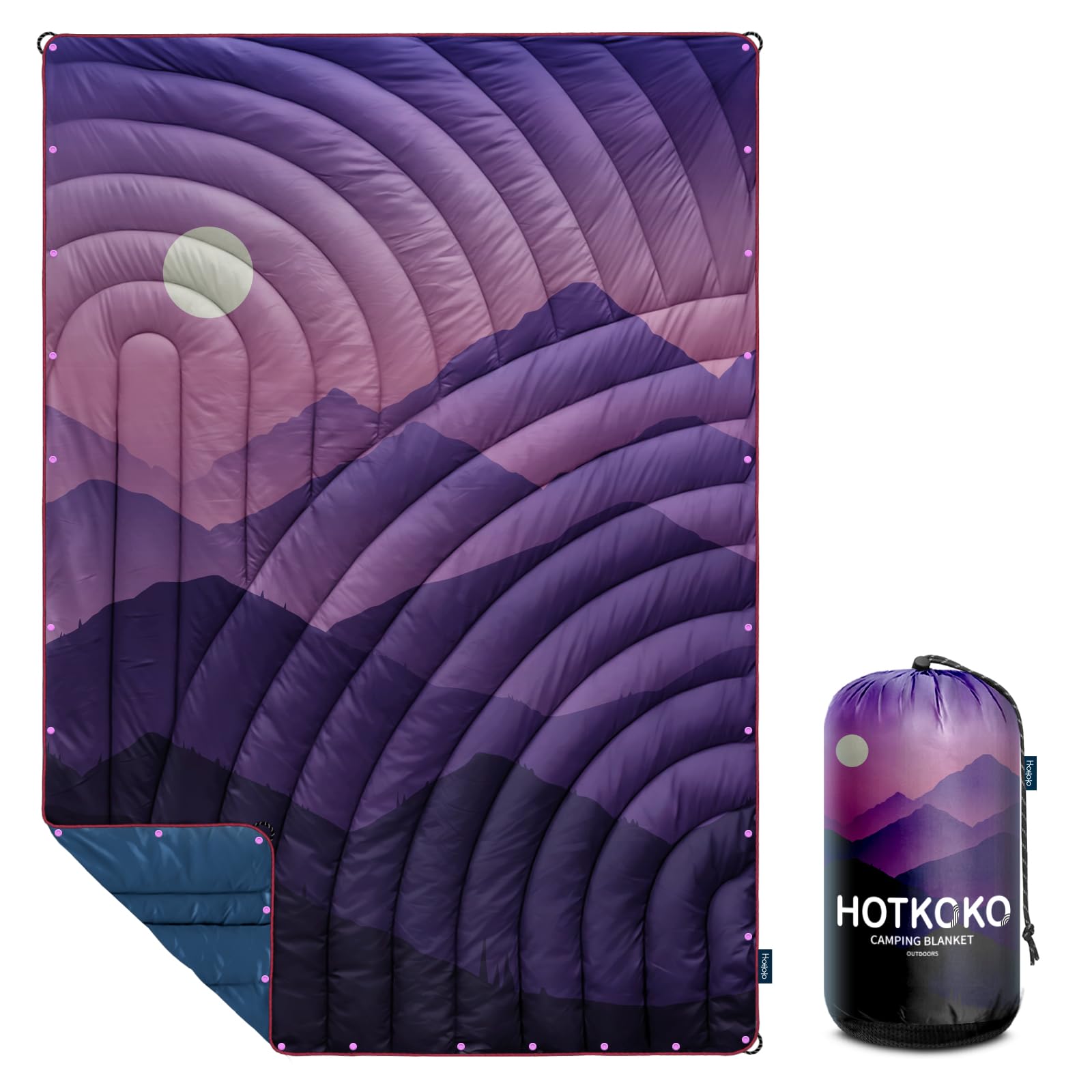 Lightweight Packable Camping Blanket - Portable Puffy Outdoor Blanket for Camping, Hiking, Travel, Picnics & Stadium Events | Perfect for Backpacking, Beach Days & Emergency Survival Kits