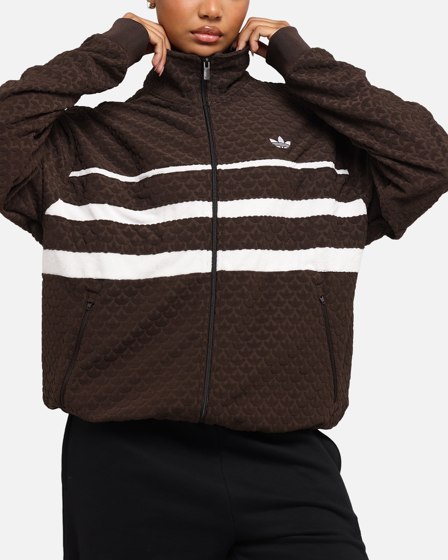 Adidas Monogram Track Top Jacket for Men - Dark Brown Athletic Running Jacket | Streetwear Fashion & Gym Workout Essential