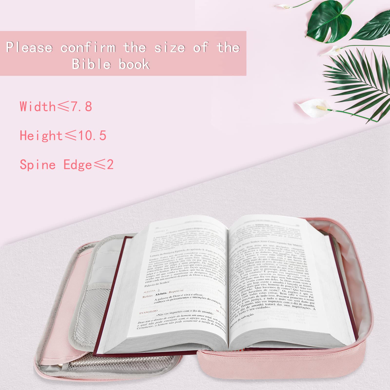 Large Bible Cover for Women & Men - Zippered Church Bible Case with Handle, Pockets, Bookmark & Straps - Protective Travel & Church Bag for Bible Storage & Organization - Perfect Gift for Christians