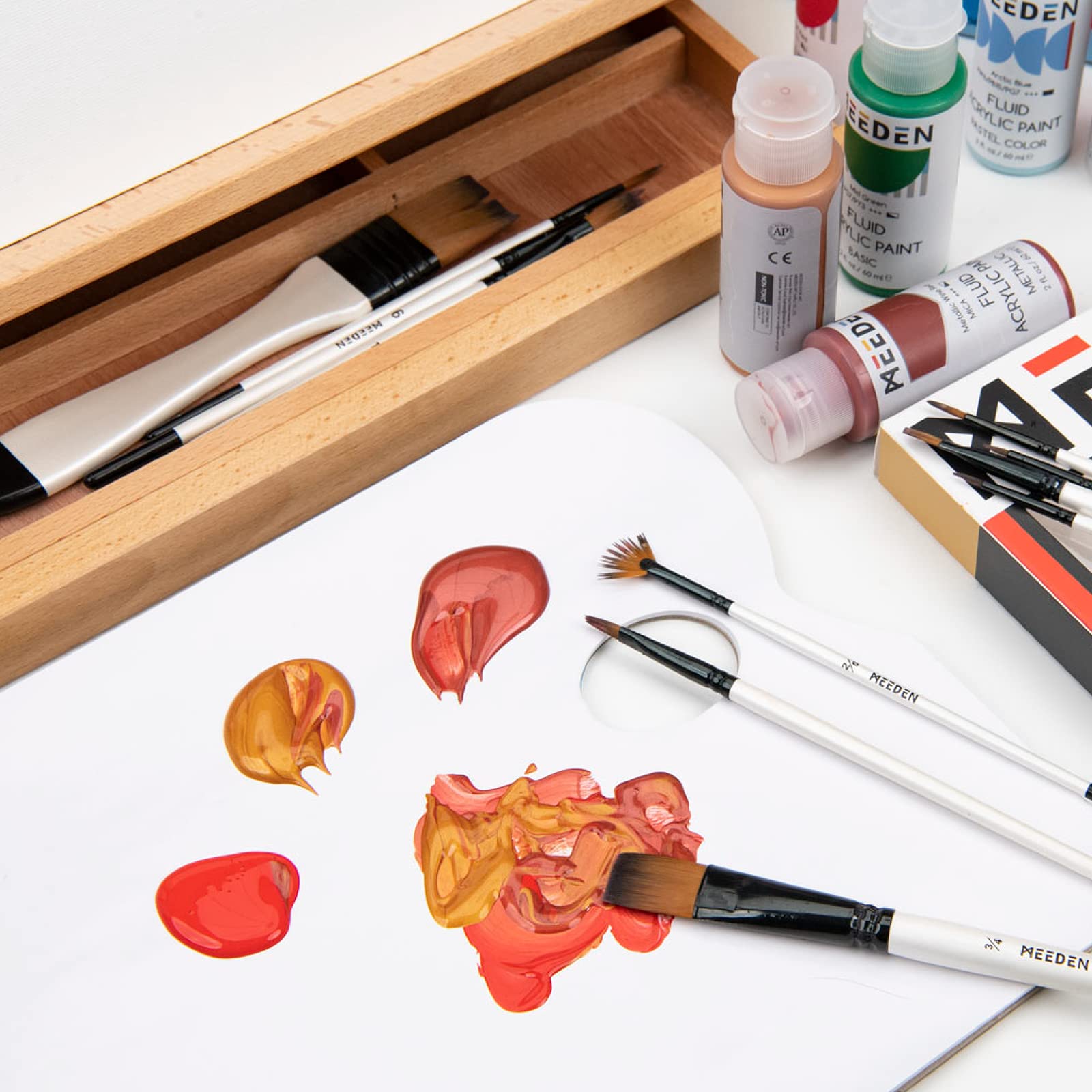 MEEDEN 12-Piece Acrylic Paint Brush Set - Professional Artist Brushes for Acrylic, Gouache & Watercolor Painting - Perfect for Canvas, Paper & DIY Art Projects