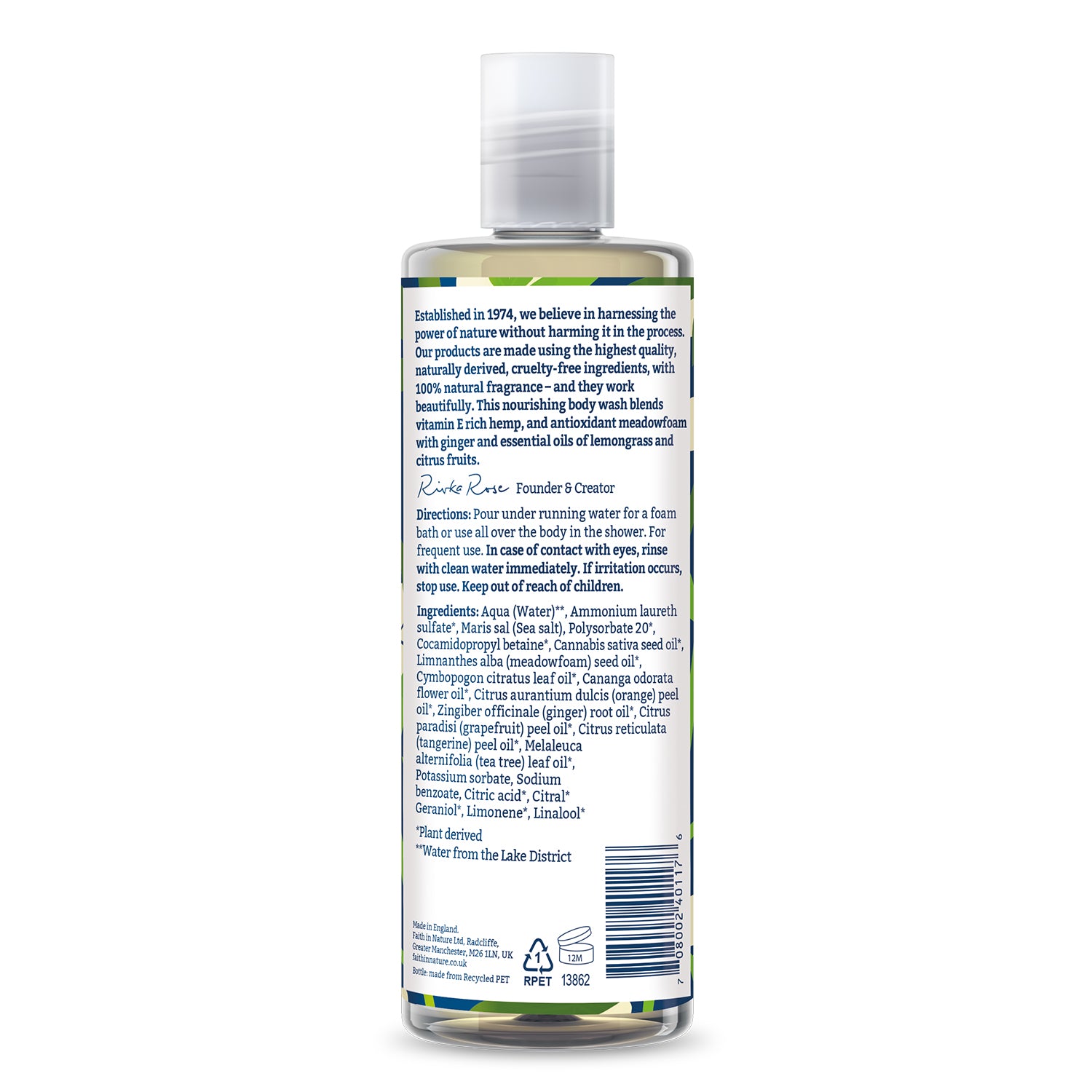 Faith in Nature Hemp & Meadowfoam Body Wash - Organic & Vegan Shower Gel for Dry Skin - Hydrating & Soothing Bath Essential for Daily Skincare Routine