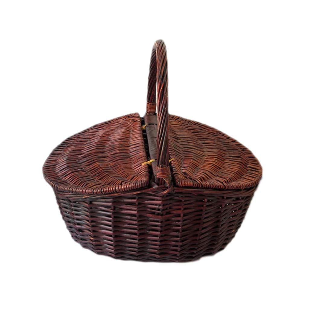 Large Capacity Wicker Picnic Basket for 2 - Insulated Cooler with Handles, Portable Covered Storage for Outdoor Picnics, Beach Trips & Romantic Dates - Perfect Gift for Couples, Boys & Girls