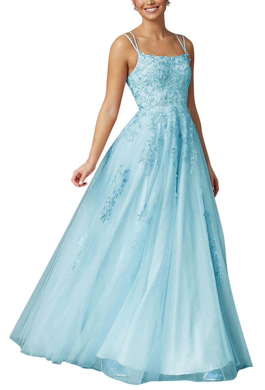 Elegant Long A-Line Tulle Prom Dresses with Lace Halter Neck - Women's Formal Evening Ball Gowns for Homecoming, Wedding, and Special Occasions