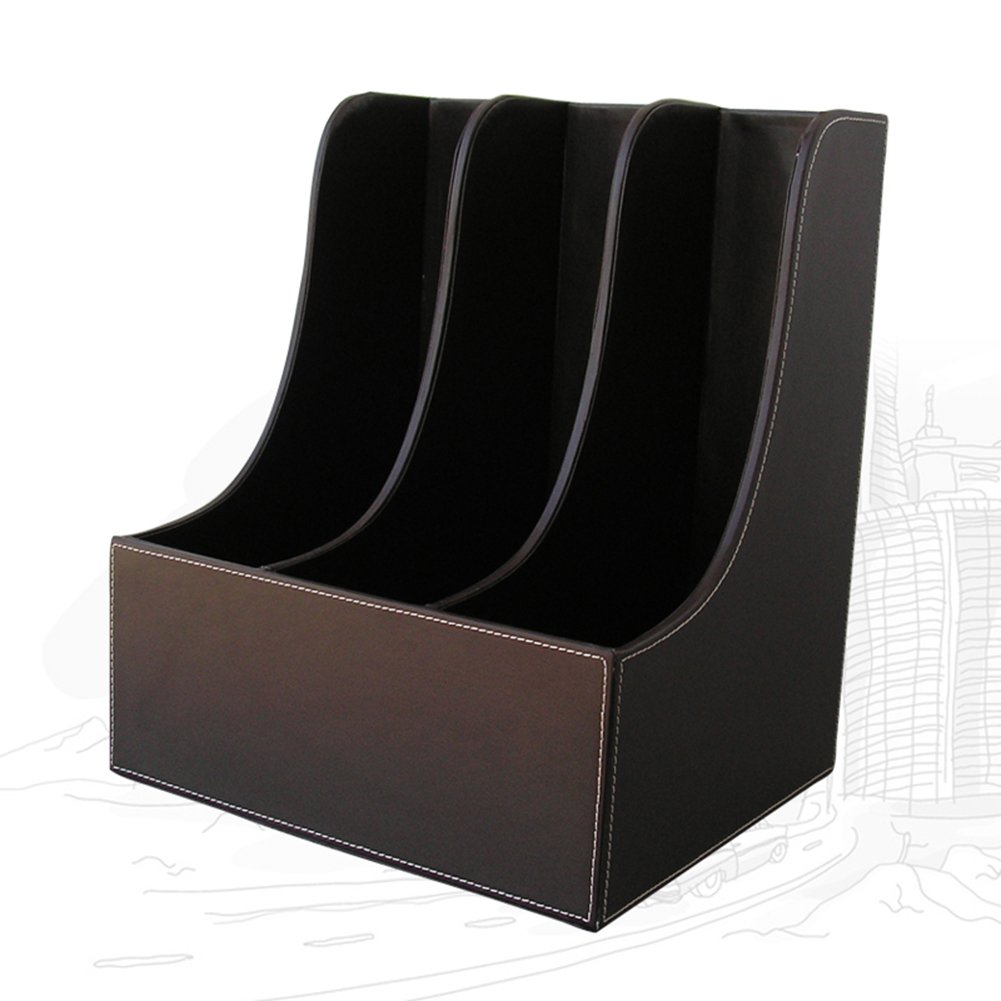 KINGFOM 9-Piece Desk Organizer Set - File Holder, Drawer Organizer, Tissue Box Cover, Mouse Pad, Desk Mat, Note Holder, Crystal Stand & Coasters - Office & Home Workspace Essentials (T04 Brown) - Perfect for Office, Study & Home Organization