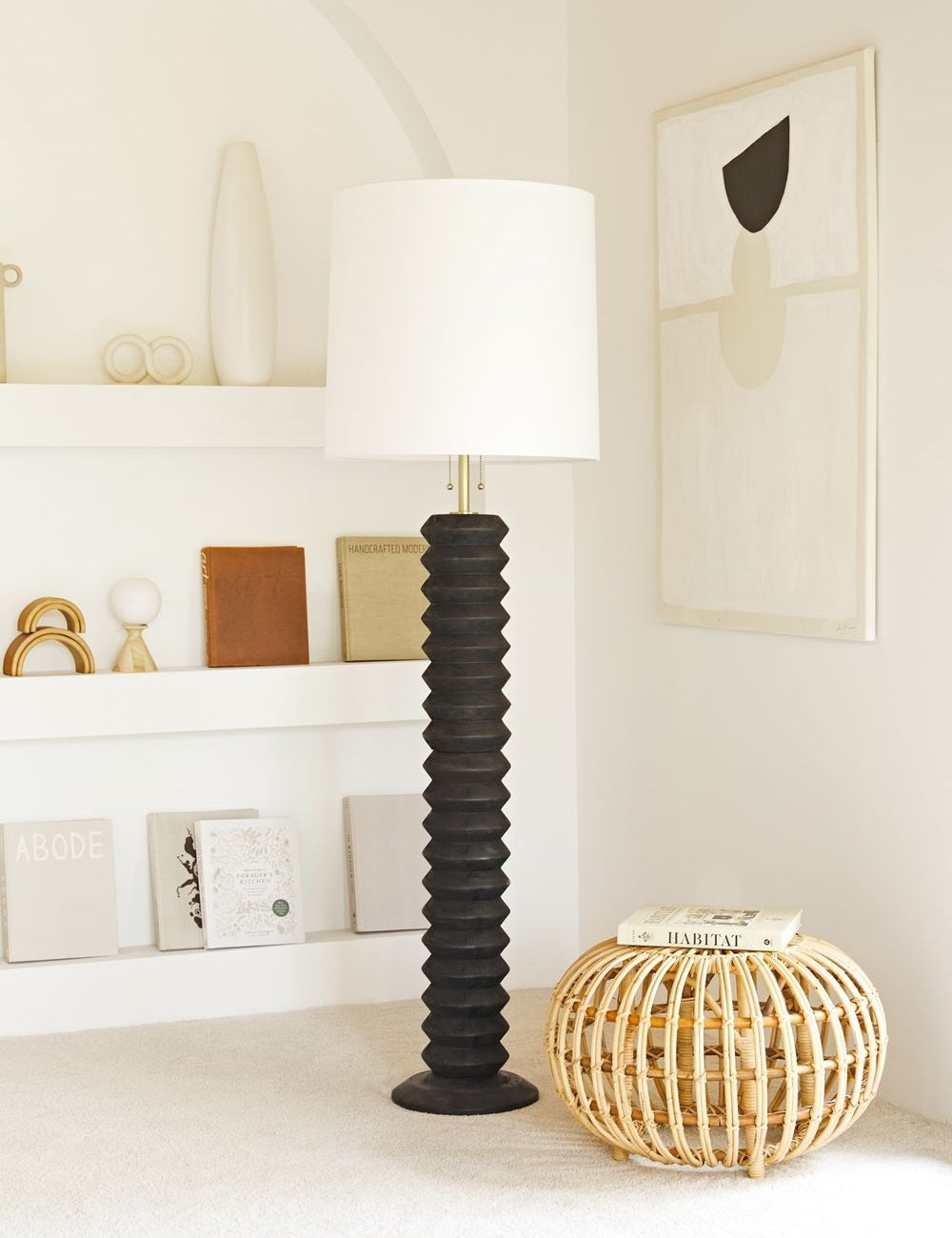Regina Andrew Ebony Accordion Floor Lamp - Modern Adjustable Standing Light for Living Room, Bedroom, or Office Decor