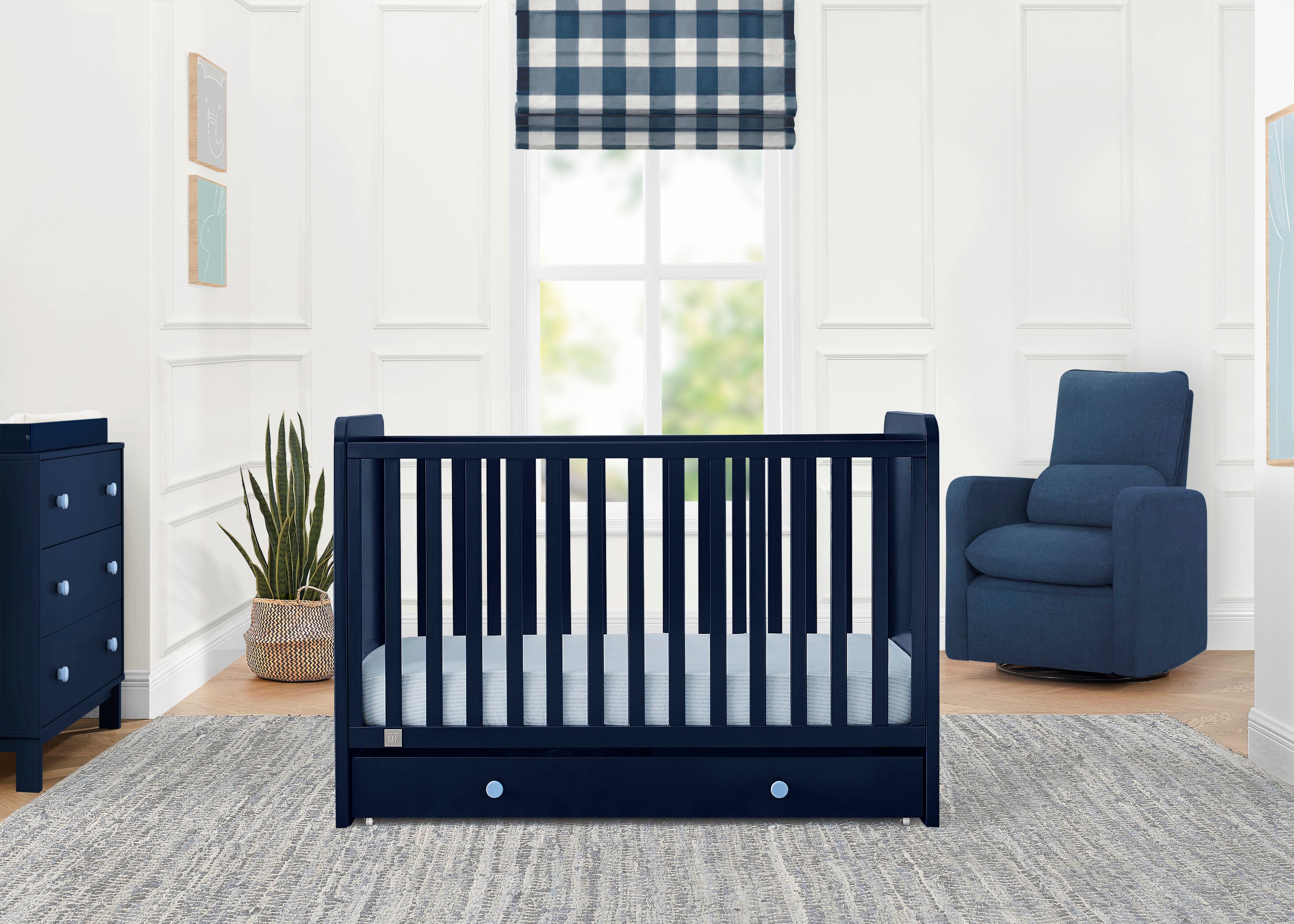 BabyGap Graham 4-in-1 Convertible Crib with Storage Drawer - Nursery Furniture for Newborns to Toddlers - Perfect for Small Spaces & Modern Nurseries